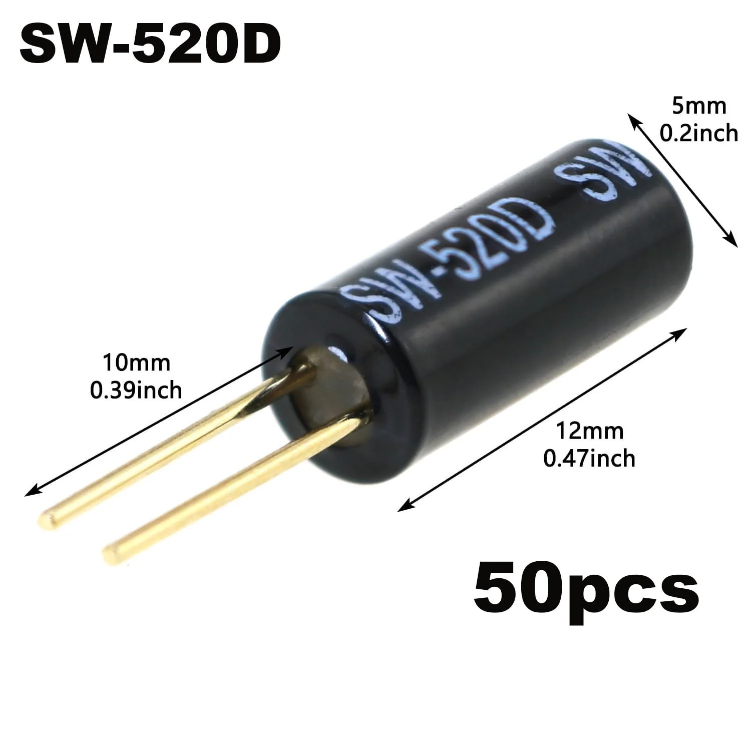 RUNCCI-YUN Tilt Sensor Angle Sensor Vibration Sensor Ball Switch 12V-24V 20MA SW-520D Metal Ball Tilt Shake Trigger Switch for Arduino Smart Car (Black) - Image 2