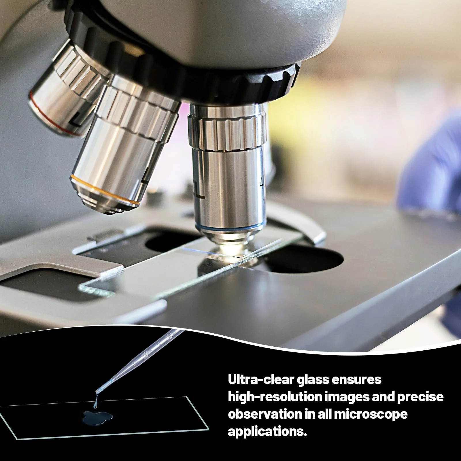 RUNYU® Pack of 100 Pre-Cleaned Microscope Slides 76.2 x 25.4 mm and 200 Cover Glasses Microscope 20 x 20 mm with 10 Pipette 3 ml Laboratory Biology Science Study Accessories - Image 7
