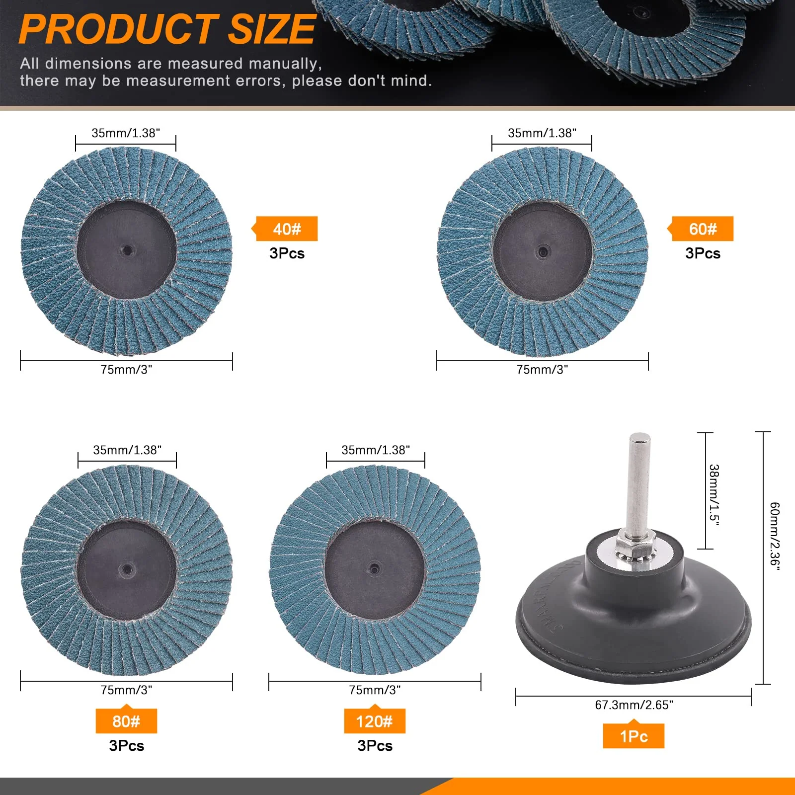 Rustark Flap Grinding Disc Kit Roll Lock Flap Sanding Wheels with Disc Pad Holder (3inch) 3 Inch - Image 2