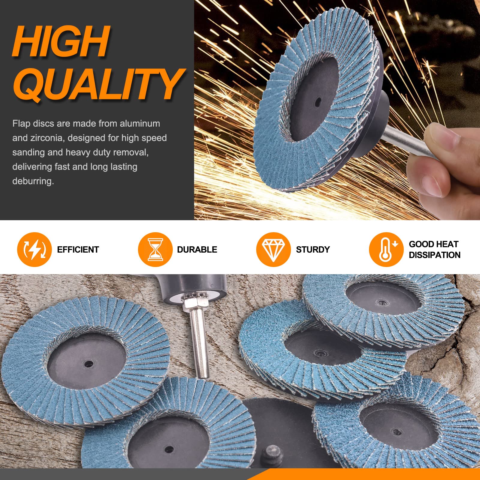 Rustark Flap Grinding Disc Kit Roll Lock Flap Sanding Wheels with Disc Pad Holder (3inch) 3 Inch - Image 3