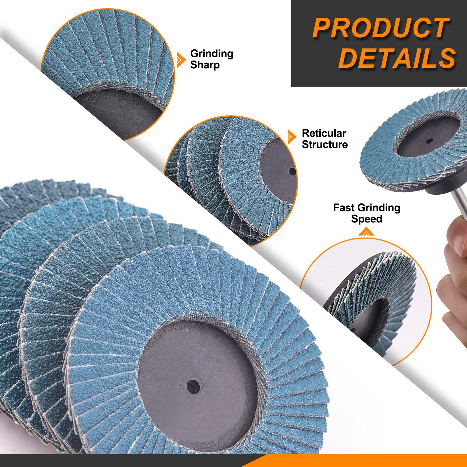 Rustark Flap Grinding Disc Kit Roll Lock Flap Sanding Wheels with Disc Pad Holder (3inch) 3 Inch - Image 4