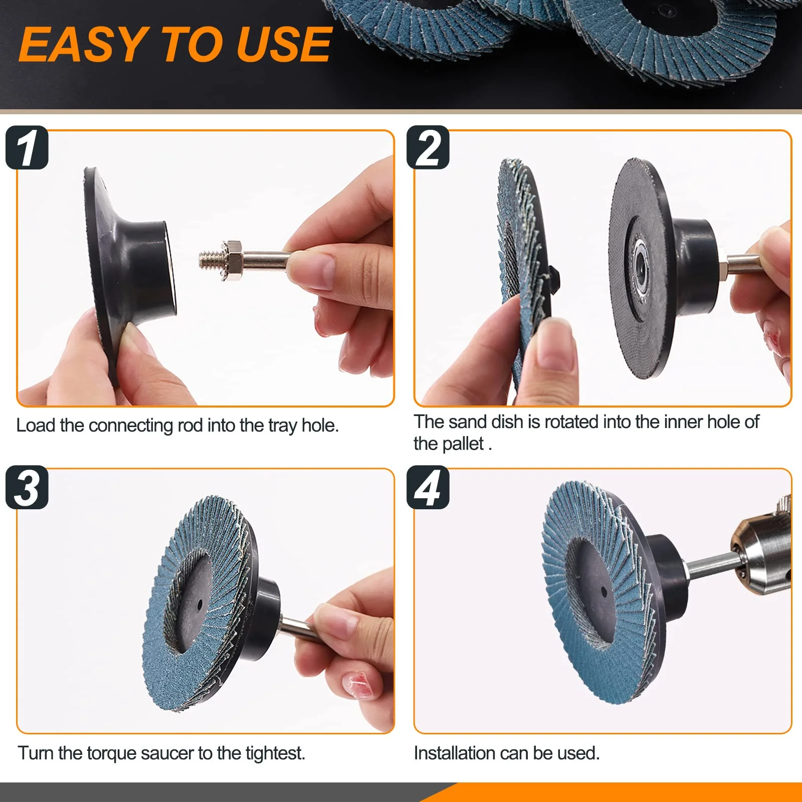 Rustark Flap Grinding Disc Kit Roll Lock Flap Sanding Wheels with Disc Pad Holder (3inch) 3 Inch - Image 5
