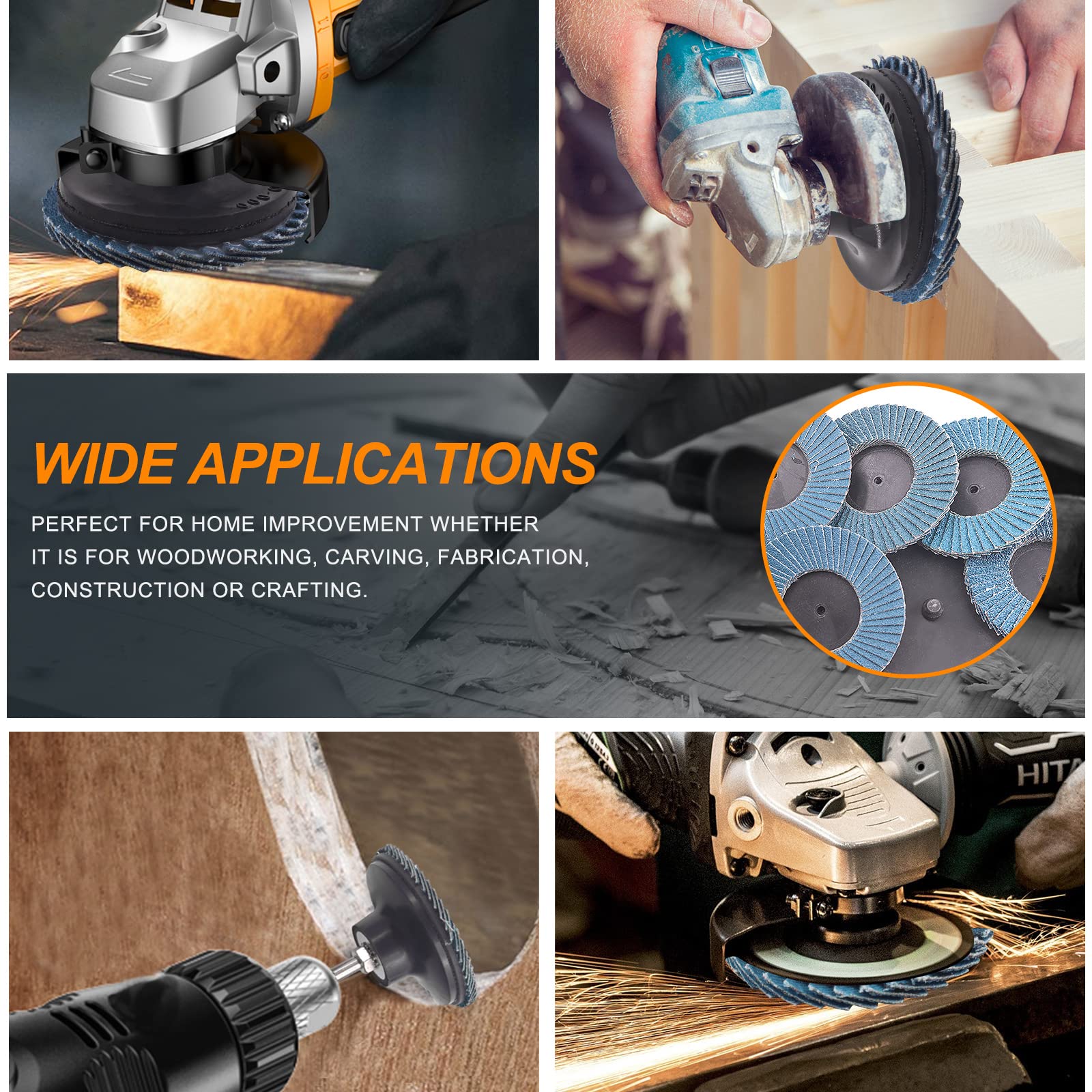 Rustark Flap Grinding Disc Kit Roll Lock Flap Sanding Wheels with Disc Pad Holder (3inch) 3 Inch - Image 7