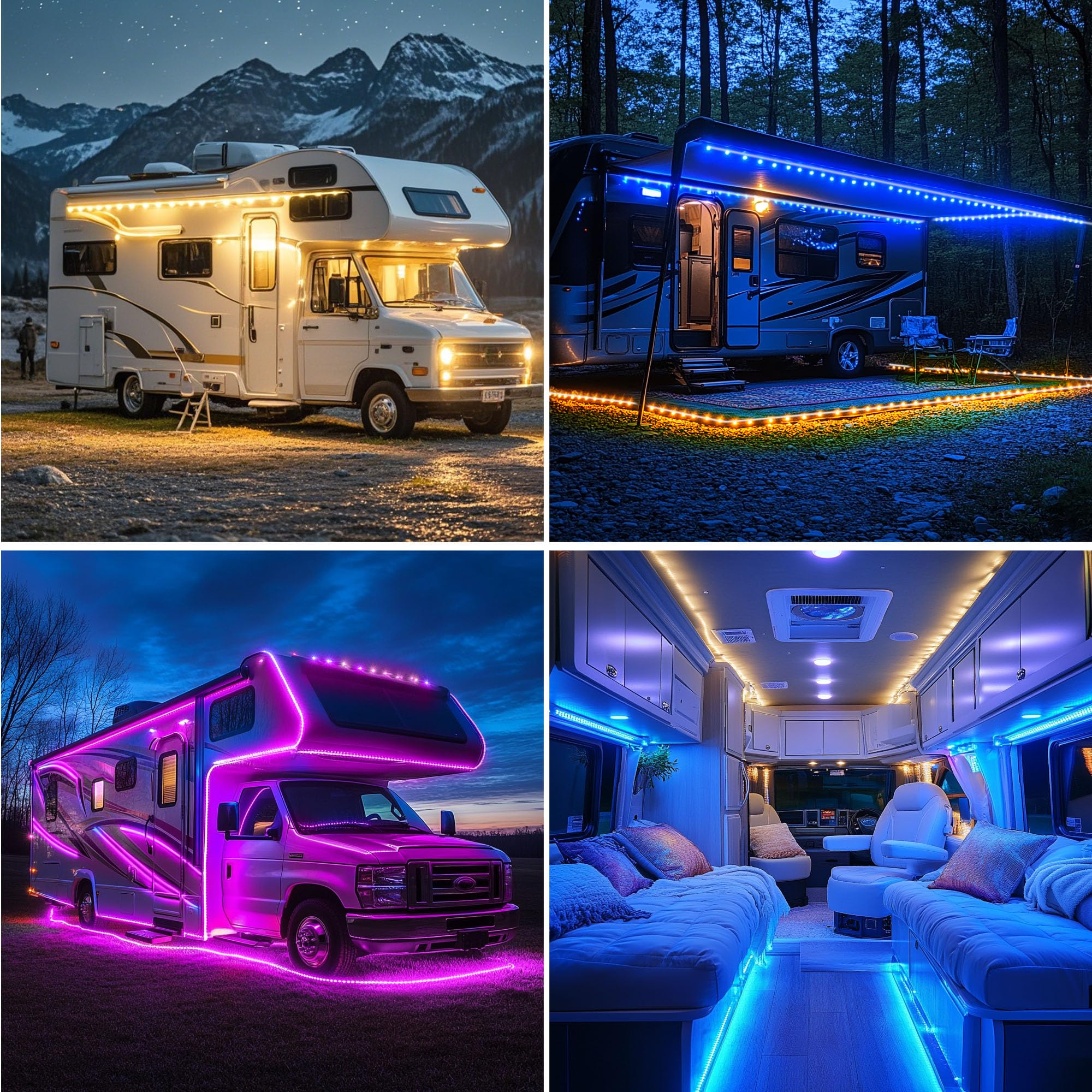 RV Awning Lights, 20ft 12V LED Light Strip with Remote and App Control, Waterproof RGB RV Exterior Light for Motorhome Camper Travel Trailers Food Trucks, RV Outdoor Lights 1 Pack - Image 6