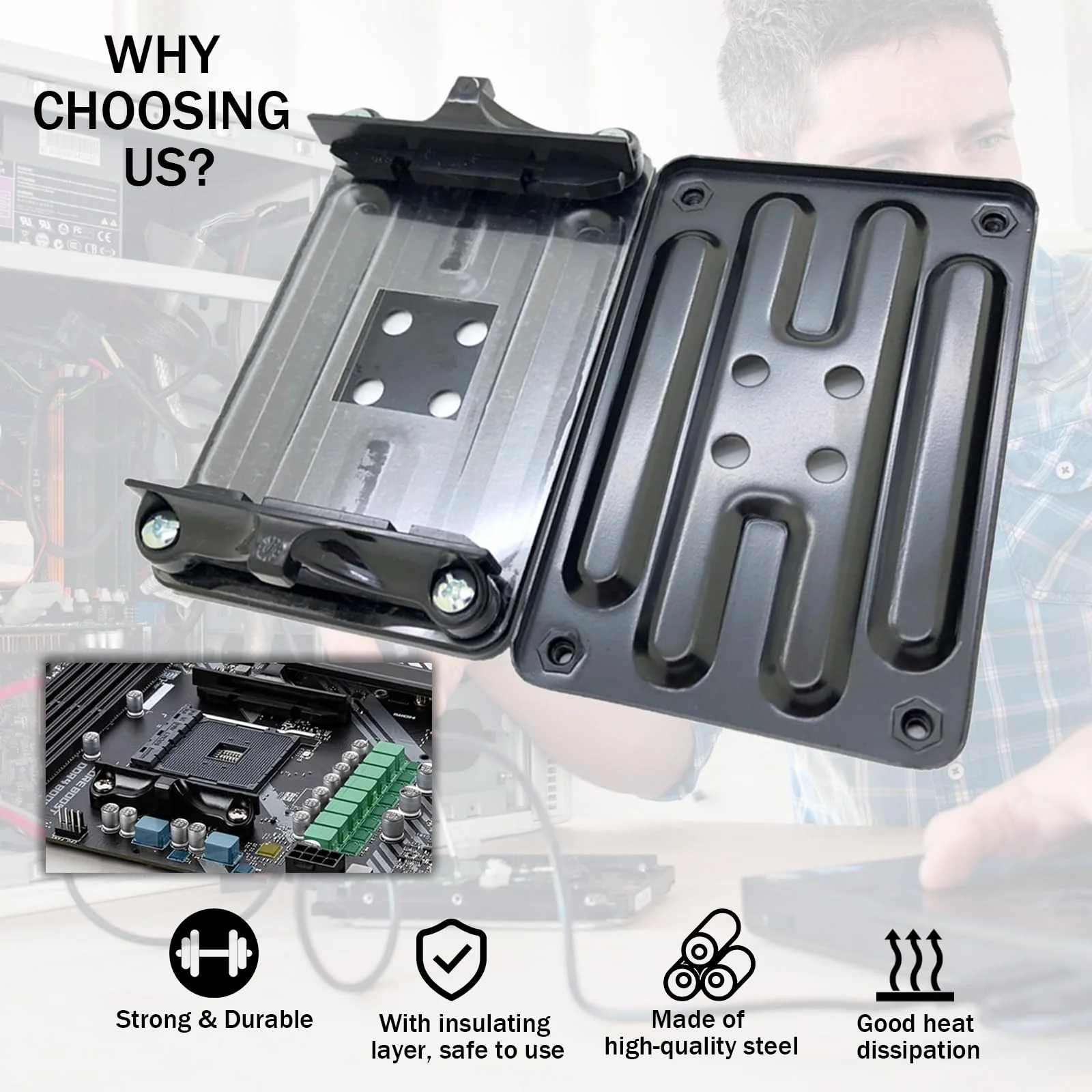 Ryaupy AM4 Backplate CPU Cooler - Heatsink Holder with Screws - Computer Heatsink Back Plate Compatible with AMD B350 X370 A320 X470 - Image 3