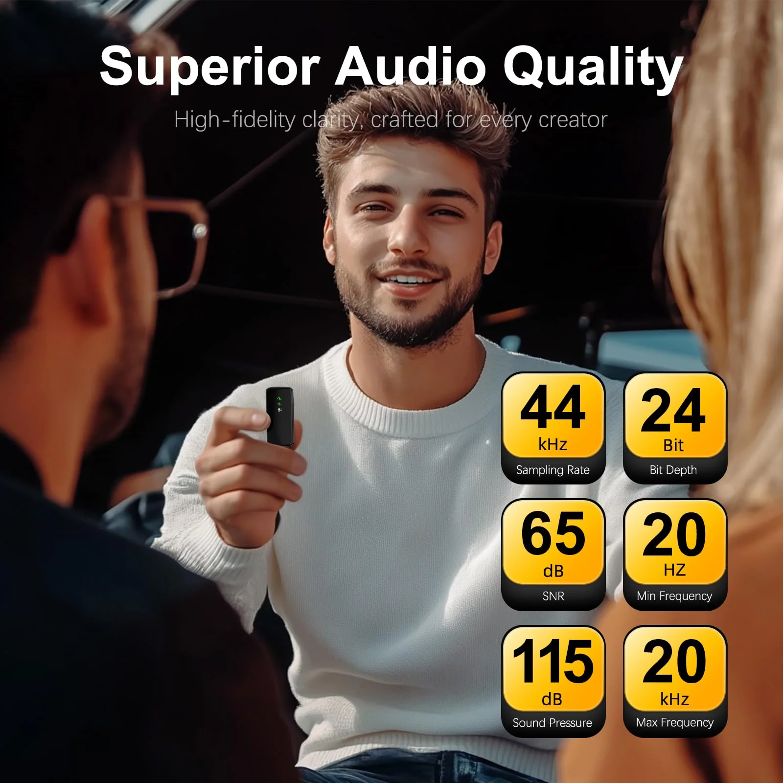 Rythflo Wireless Lavalier Microphone for iPhone/Camera/Android/Laptop with Noise Cancellation, 25H Battery Life, 229ft Range, Clip on Wireless Lapel Mic for Video Recording, Vlogging, Interview - Image 4