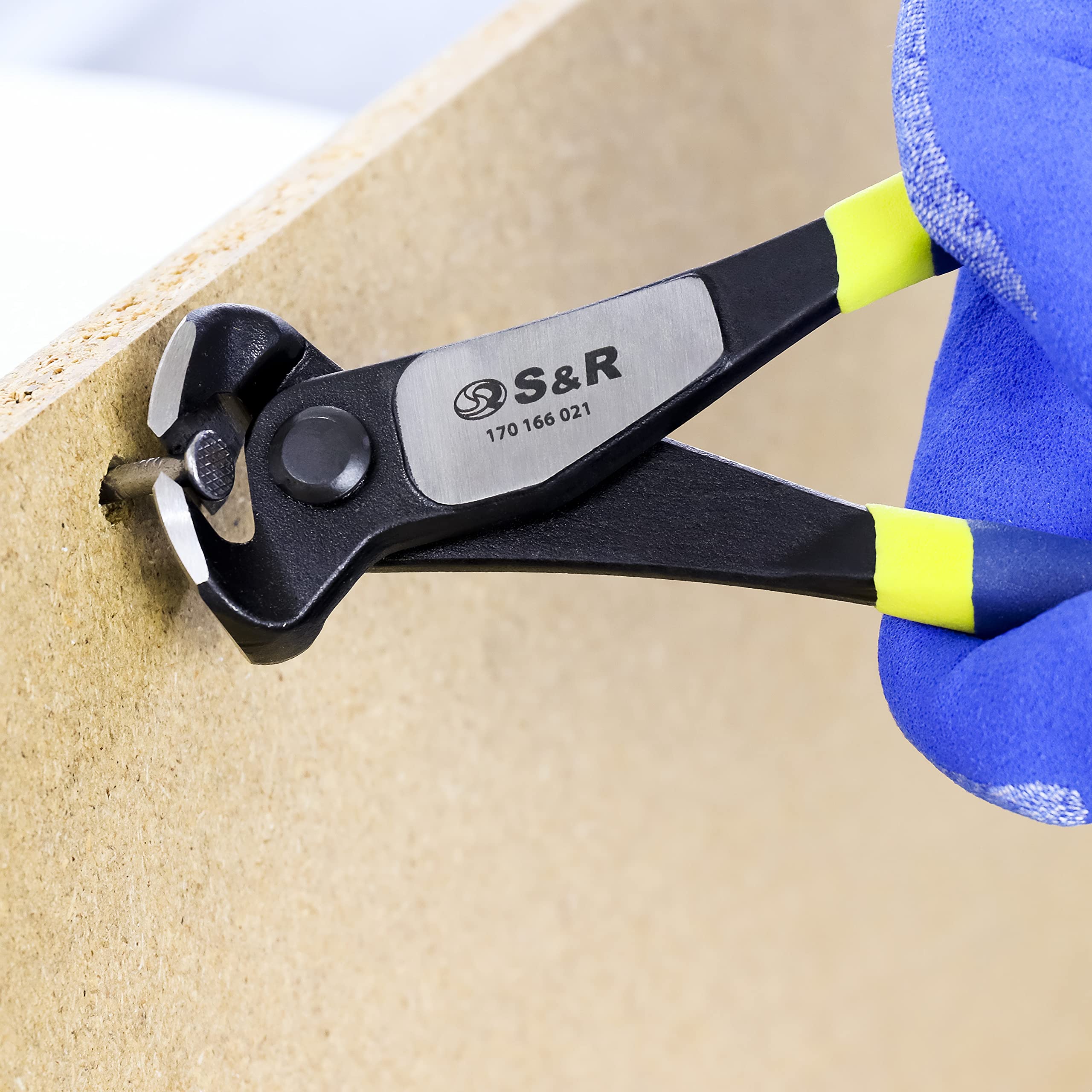 S&R Pincers, Wire Pliers, End Cutters 200 mm, Sharp Resistant Cutting Edges for Intensive Use, Heavy Duty 70C Steel, HRC 66 Hardness, Non-Slip Double Coated 2K Handles 20 cm - Image 4