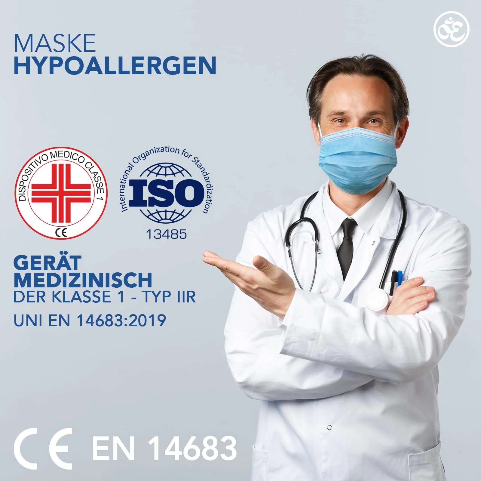 S&S-Medical Pack of 100 Medical Surgical Masks Type IIR EN14683 Certified - 3-Layer Surgical Disposable Masks, CE Approved Medical Device, BFE ≥ 98%, Breathable Mouth Masks | Light Blue - Image 7