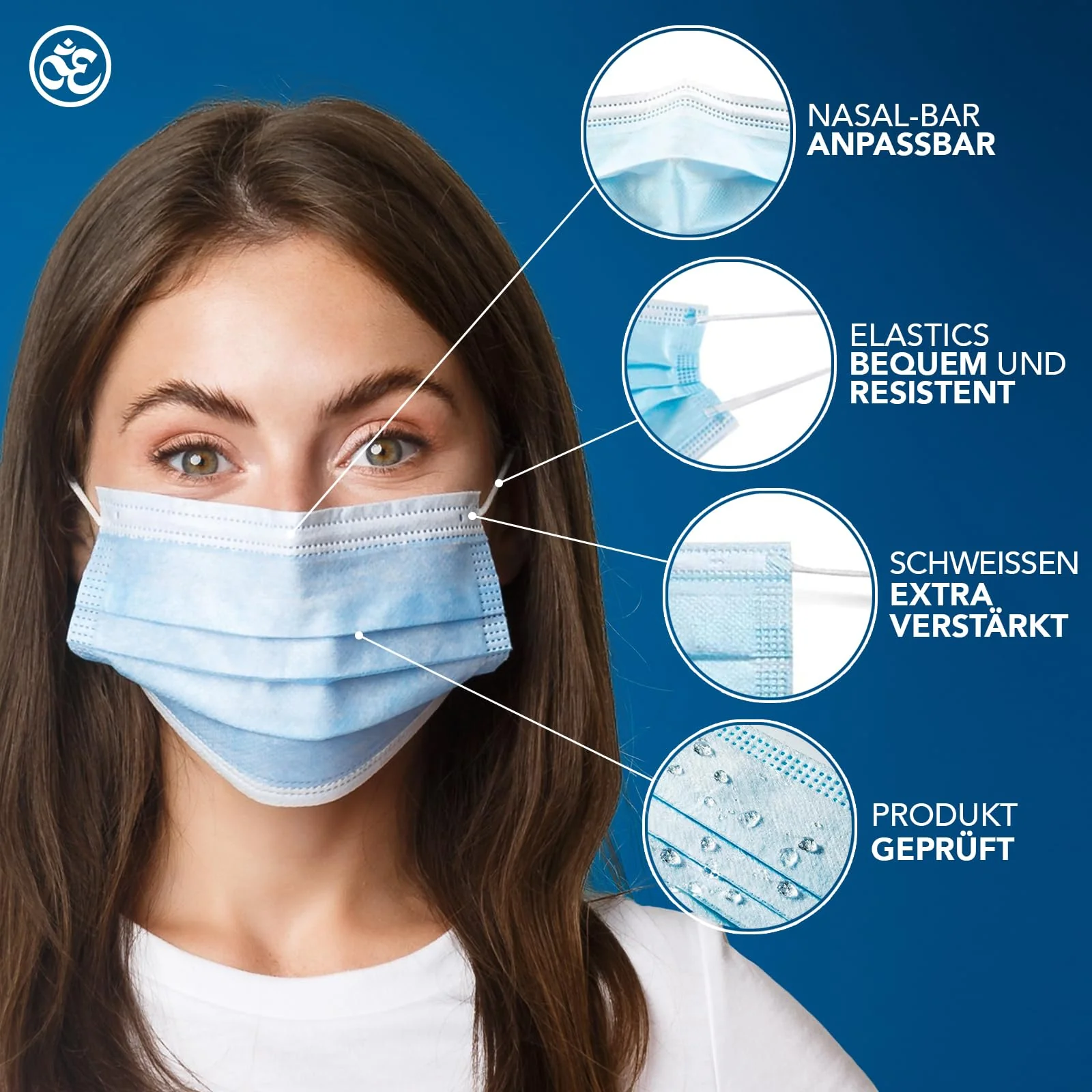 S&S-Medical Pack of 100 Medical Surgical Masks Type IIR EN14683 Certified - 3-Layer Surgical Disposable Masks, CE Approved Medical Device, BFE ≥ 98%, Breathable Mouth Masks | Light Blue - Image 8