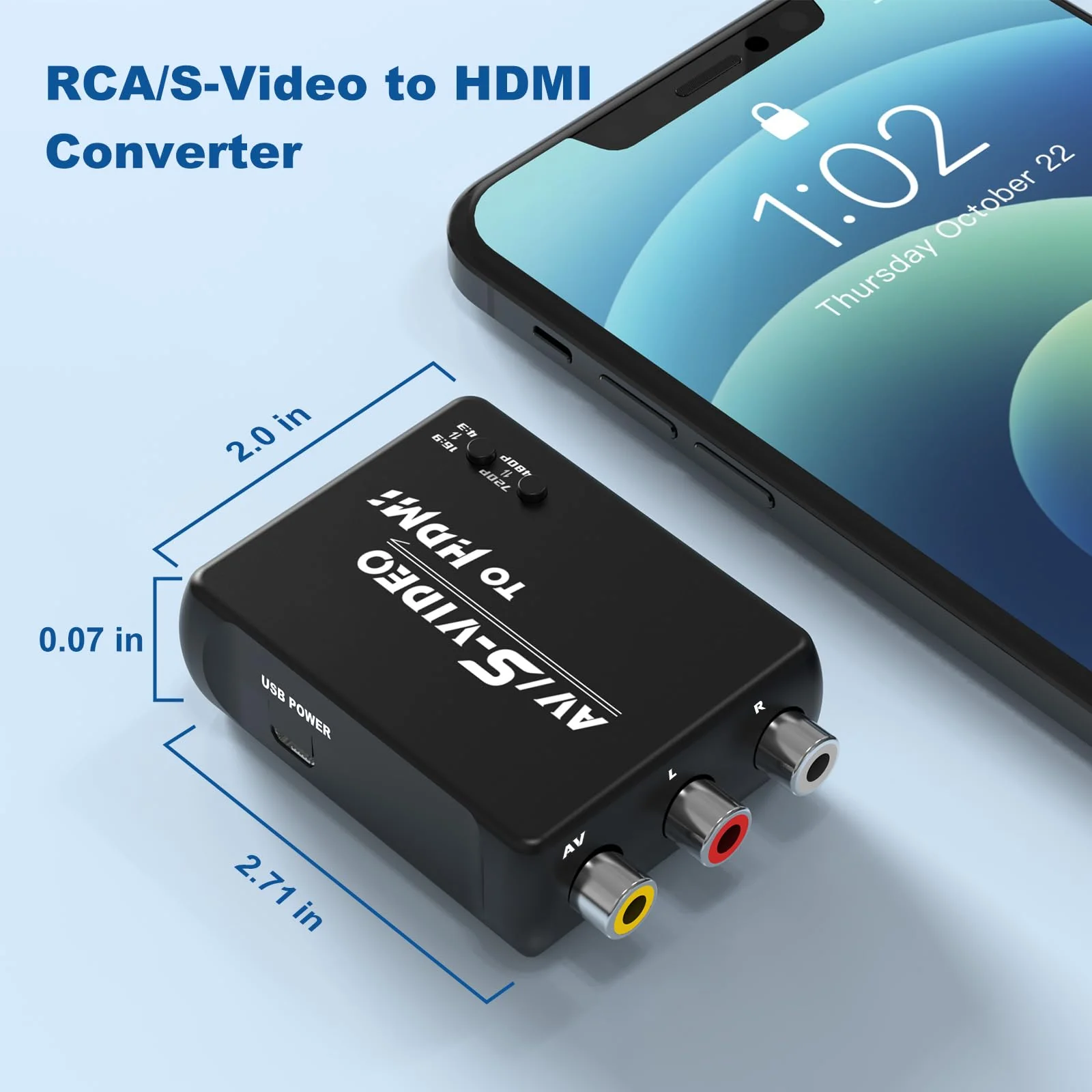 S Video RCA to HDMI Converter with RCA Cable + Svideo Cable + USB Cable, S-Video AV to HDMI Converte Compatible for PAL/NTSC for TV/PC/PS1/PS2/ STB/Xbox/VHS/VCR/DVD - Image 7