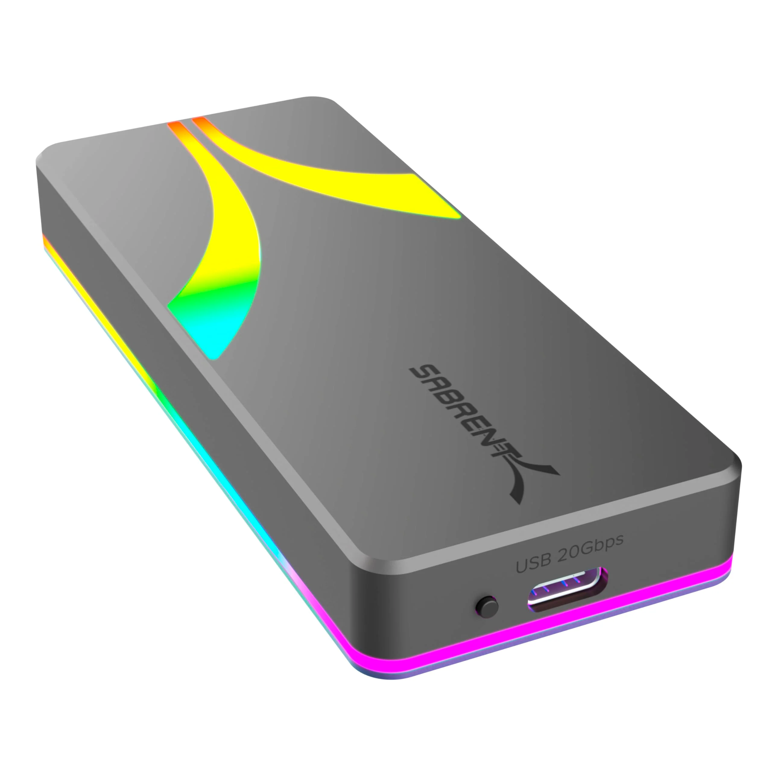 SABRENT Rocket RGB USB C 20Gbps M.2 SATA/NVMe SSD Enclosure (EC-RGBG) NVMe/SATA - RGB