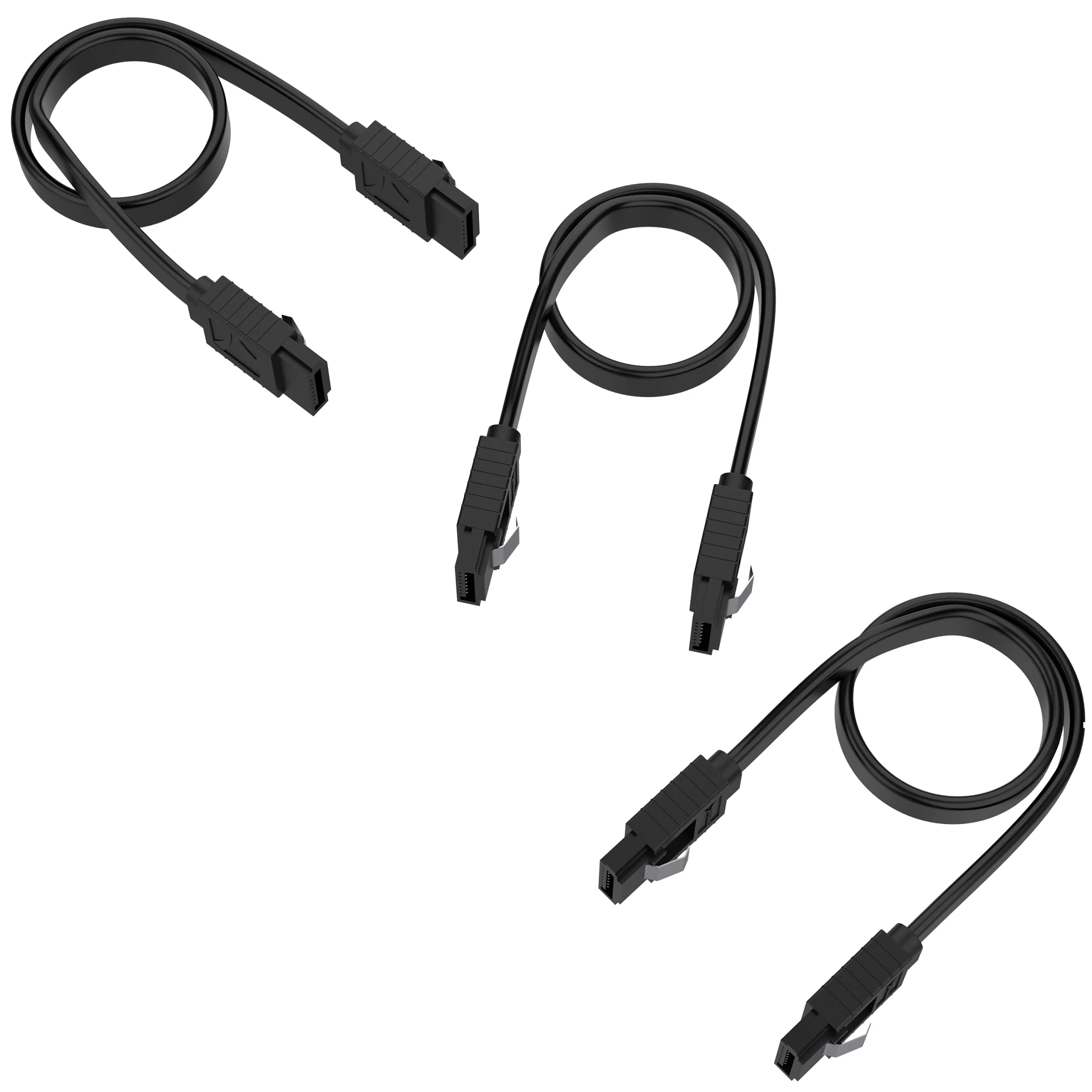 SABRENT SATA III (6 Gbit/s) Straight Data Cable with Locking Latch for HDD/SSD/CD and DVD drives (3 Pack 20 Inch) in Black (CB-SFK3) - Image 3
