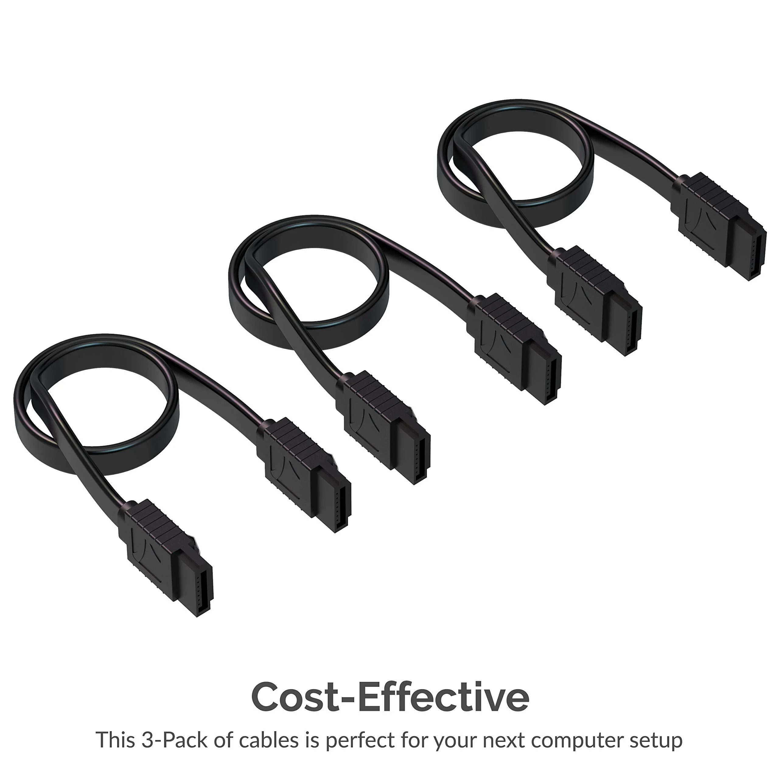 SABRENT SATA III (6 Gbit/s) Straight Data Cable with Locking Latch for HDD/SSD/CD and DVD drives (3 Pack 20 Inch) in Black (CB-SFK3) - Image 4