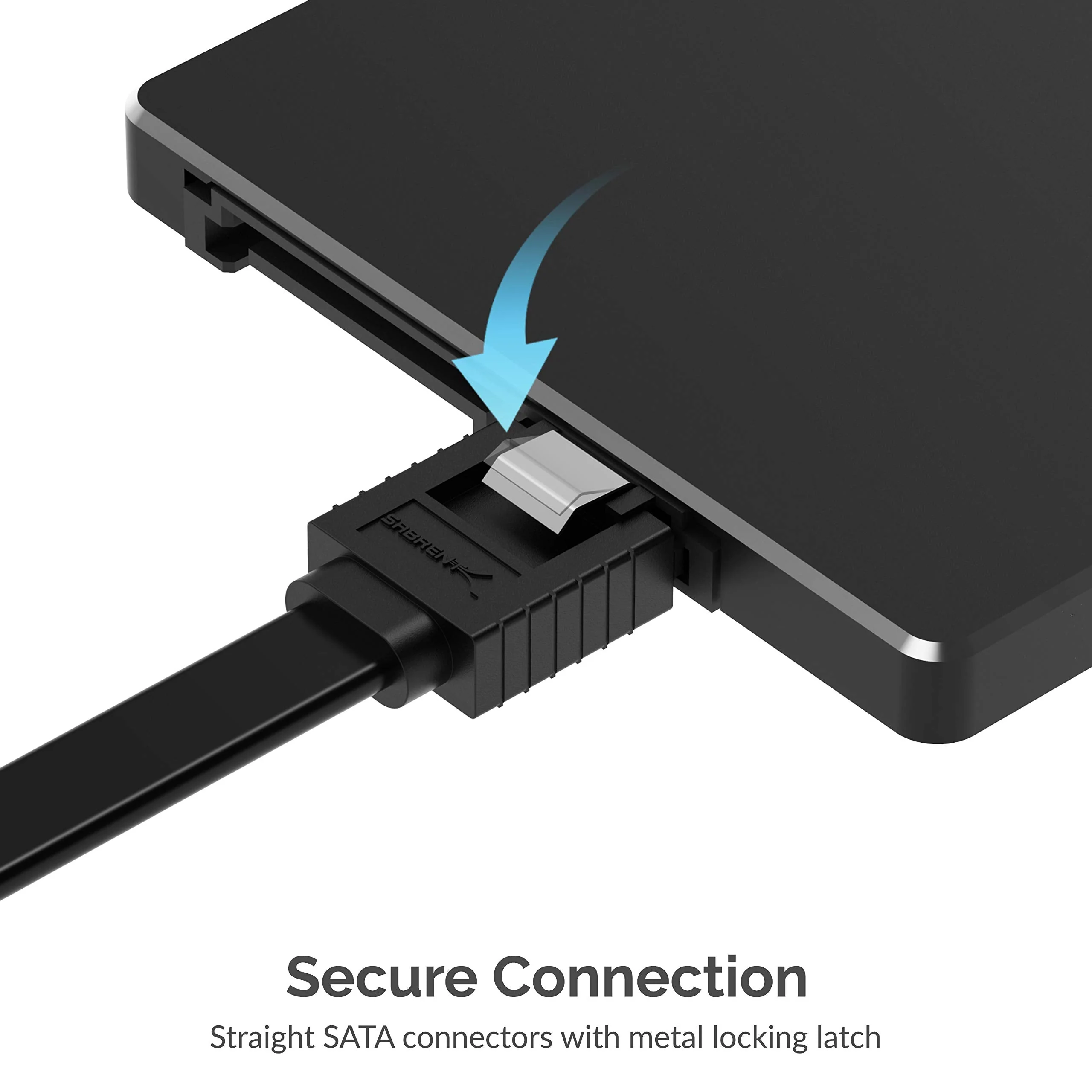 SABRENT SATA III (6 Gbit/s) Straight Data Cable with Locking Latch for HDD/SSD/CD and DVD drives (3 Pack 20 Inch) in Black (CB-SFK3) - Image 6