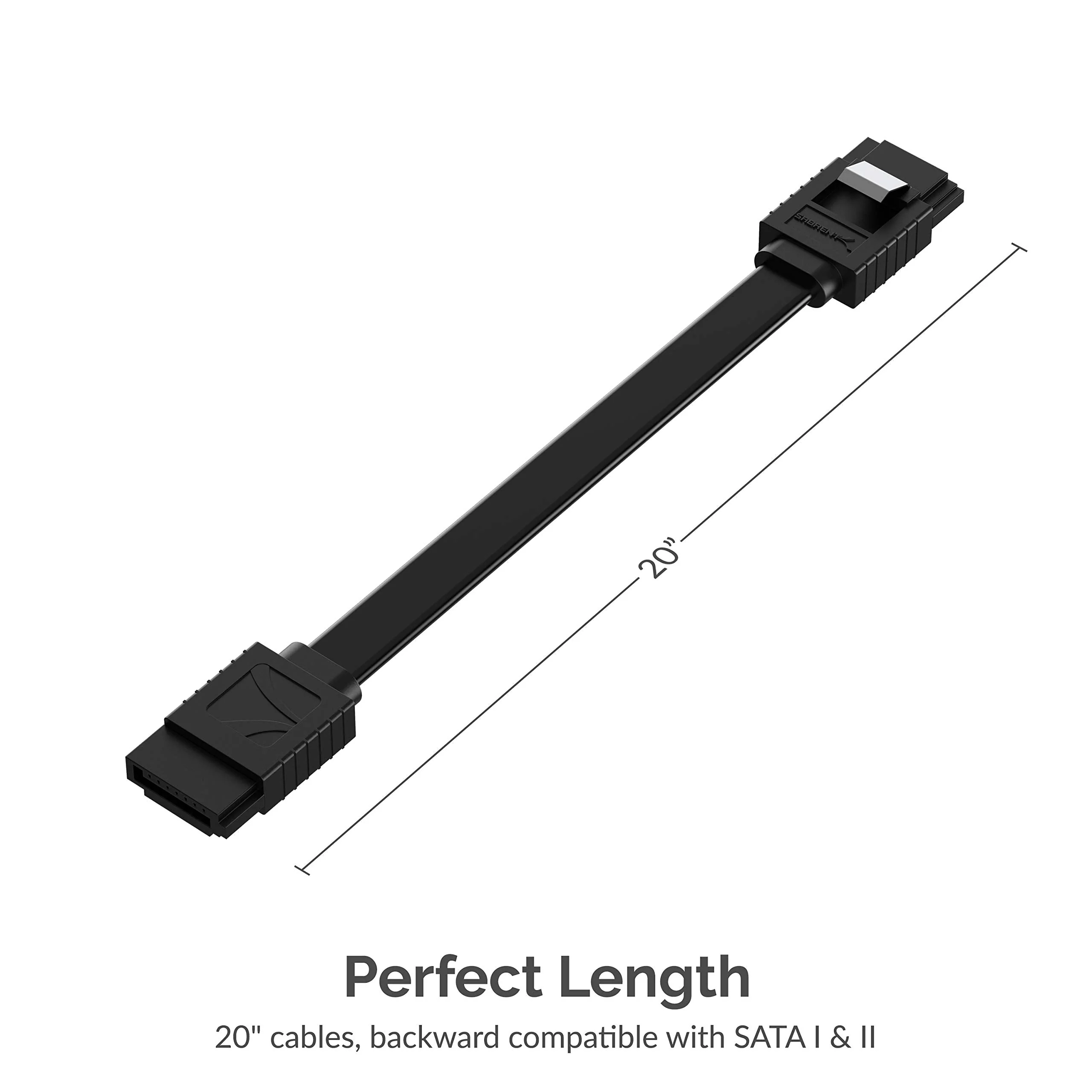SABRENT SATA III (6 Gbit/s) Straight Data Cable with Locking Latch for HDD/SSD/CD and DVD drives (3 Pack 20 Inch) in Black (CB-SFK3) - Image 7