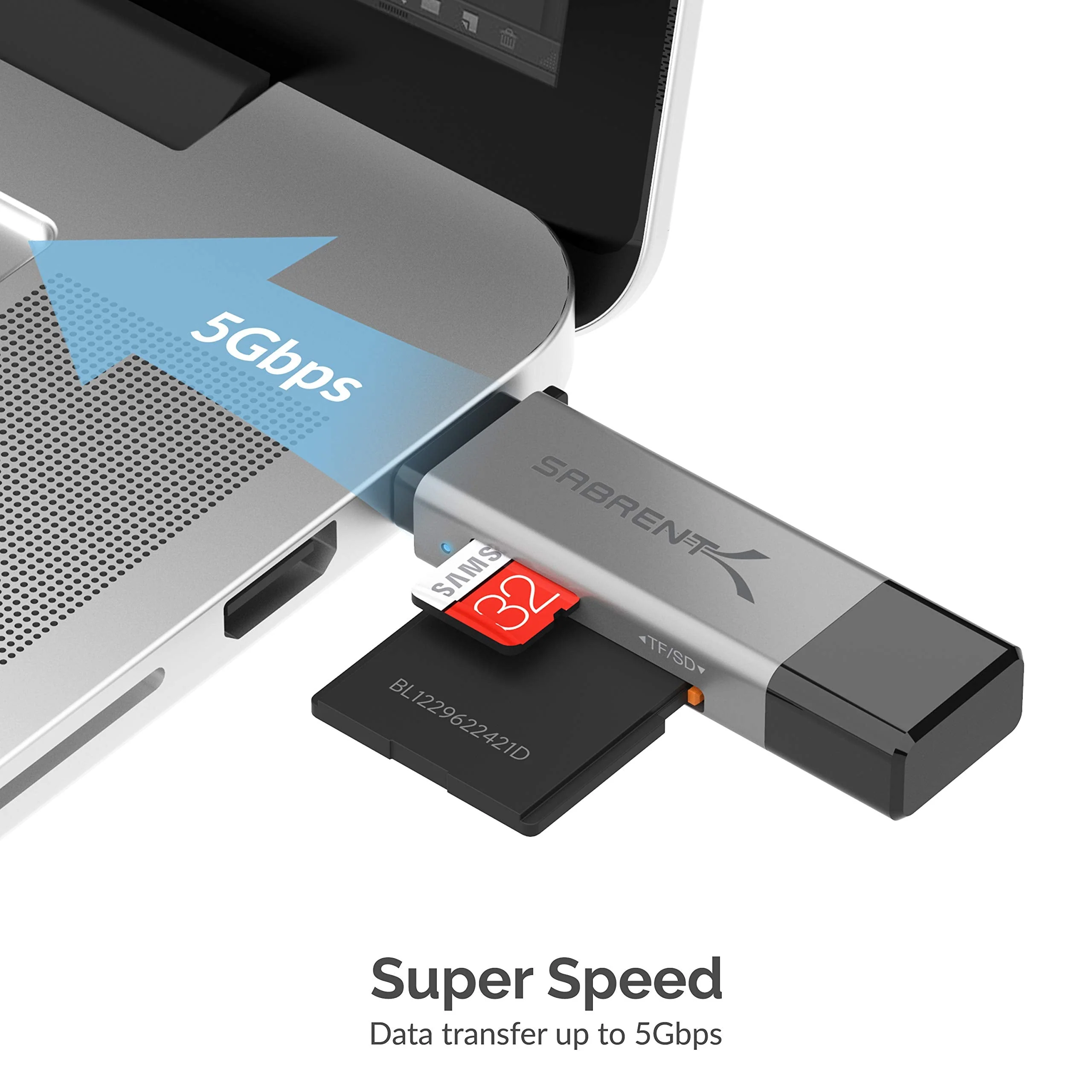 SABRENT USB 3.0 and USB Type-C OTG Card Reader Supports SD, SDHC, SDXC, MMC/MicroSD, T-Flash (CR-BCA2) 2-Slot USB A & C - Image 3
