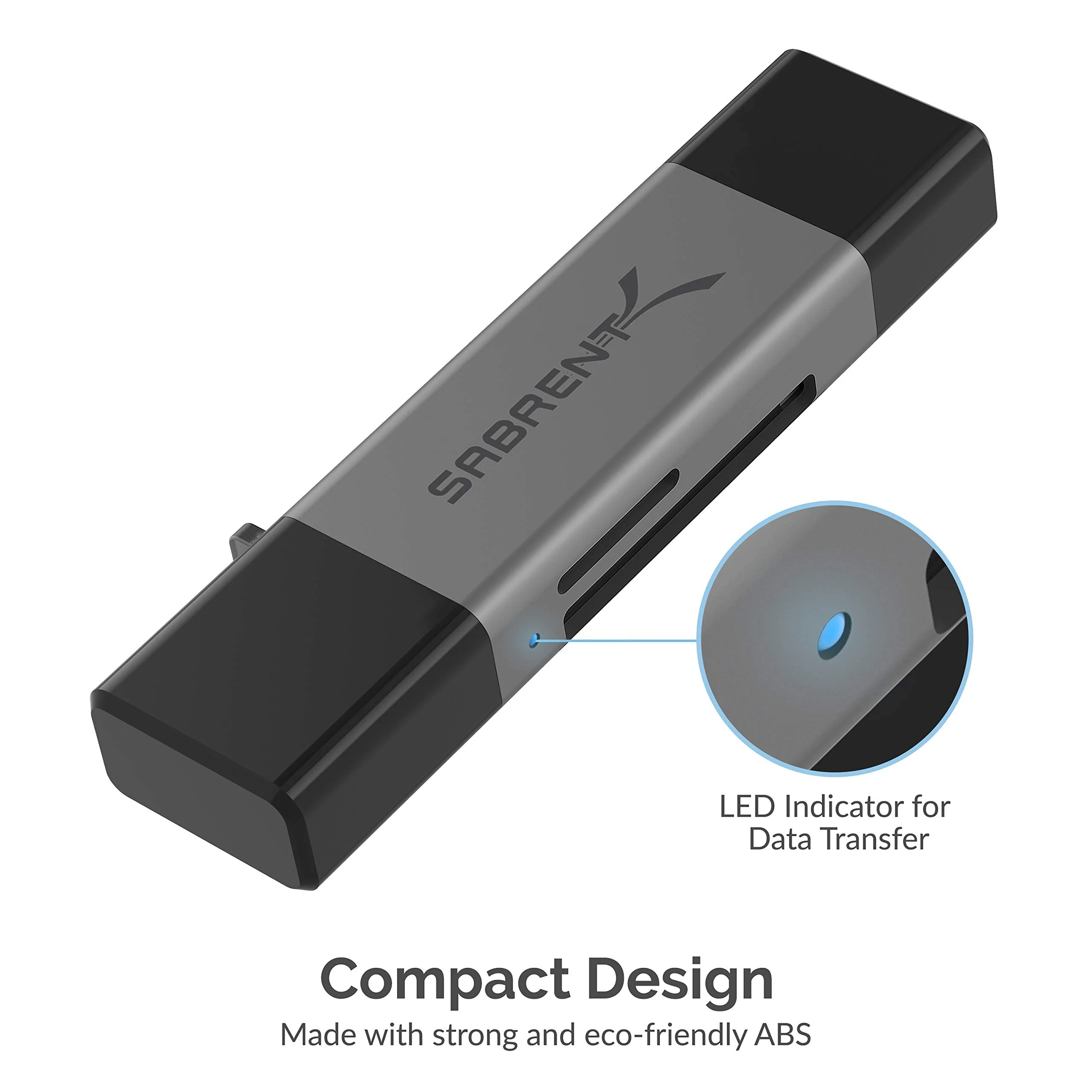 SABRENT USB 3.0 and USB Type-C OTG Card Reader Supports SD, SDHC, SDXC, MMC/MicroSD, T-Flash (CR-BCA2) 2-Slot USB A & C - Image 8