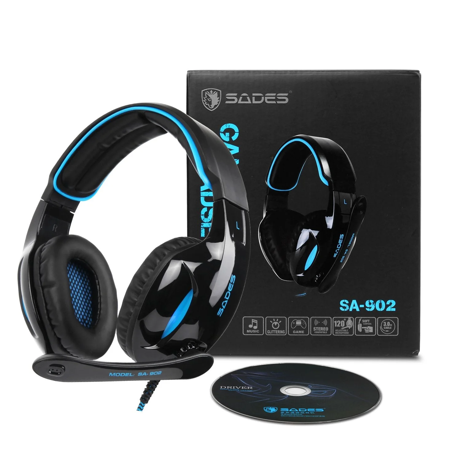 SADES SA902 7.1 USB Surround Sound PC Headsets Over-Ear Gaming Headphones with Microphone LED Light - Image 6