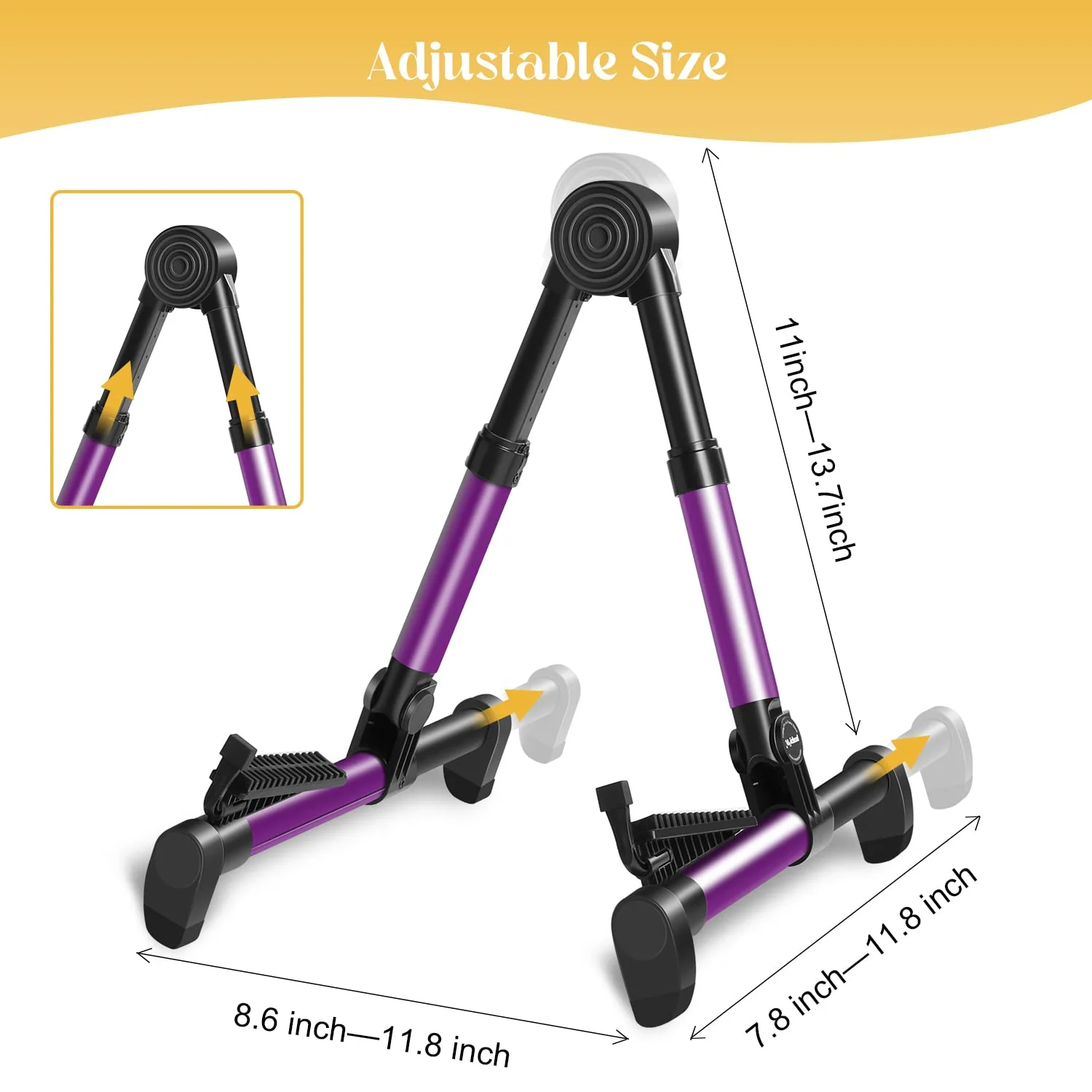 Saker Folding Instrument Stand for Guitar- Guitar Stand for Acoustic/Electric/Classical Guitars and Violin, Ukulele, Bass, Portable and Lightweight, Easy to fold,The Ultimate for Concert & Travel Purple - Image 3