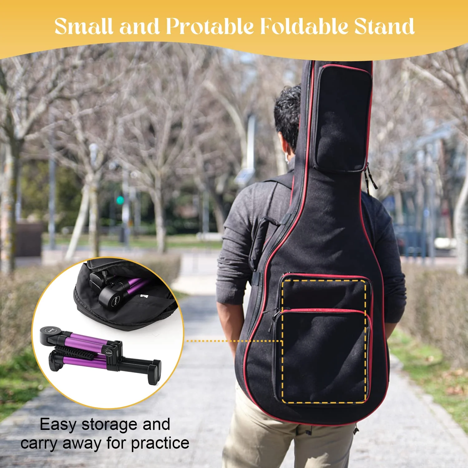 Saker Folding Instrument Stand for Guitar- Guitar Stand for Acoustic/Electric/Classical Guitars and Violin, Ukulele, Bass, Portable and Lightweight, Easy to fold,The Ultimate for Concert & Travel Purple - Image 6