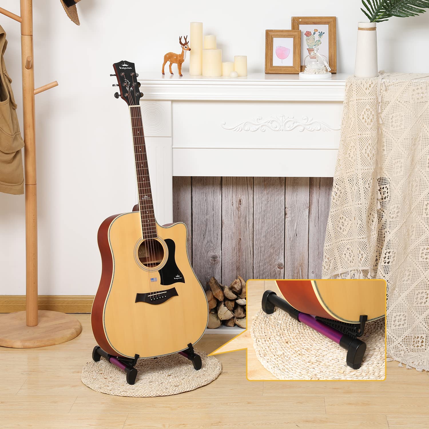 Saker Folding Instrument Stand for Guitar- Guitar Stand for Acoustic/Electric/Classical Guitars and Violin, Ukulele, Bass, Portable and Lightweight, Easy to fold,The Ultimate for Concert & Travel Purple - Image 7