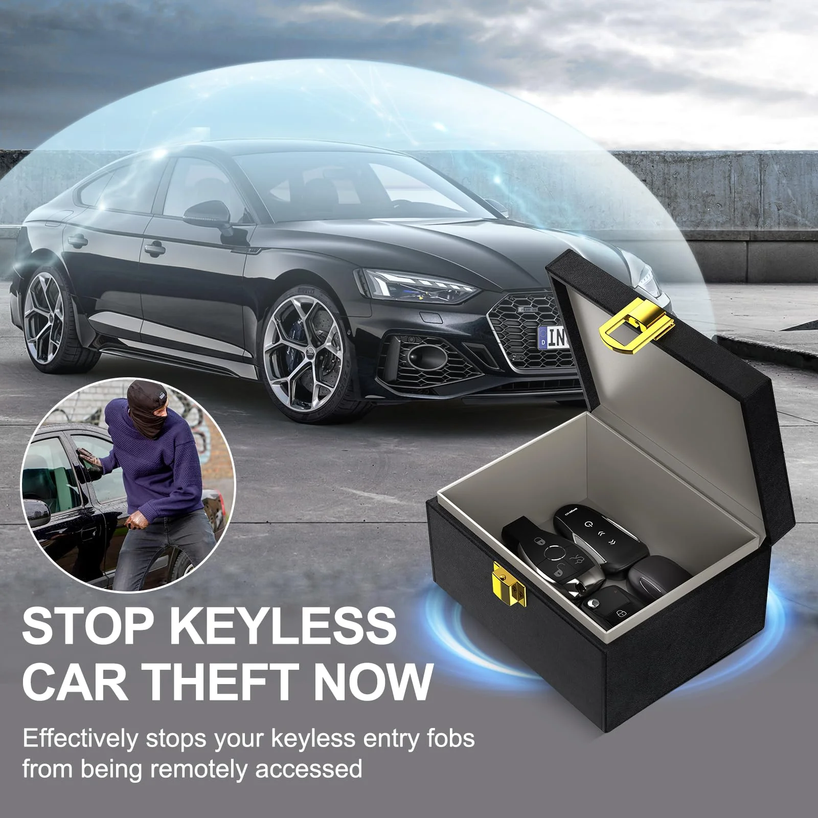 Samfolk Faraday Box with Faraday Bags for Car Keys, Car Key Signal Blocking Box, Keyless Entry Car Key Safe Protector Anti-Theft Shielding Cage (Small) Small - Image 2