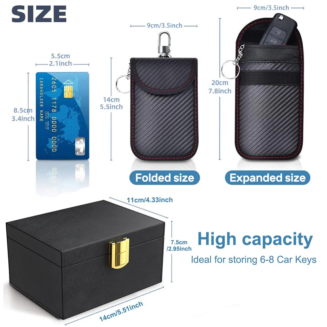 Samfolk Faraday Box with Faraday Bags for Car Keys, Car Key Signal Blocking Box, Keyless Entry Car Key Safe Protector Anti-Theft Shielding Cage (Small) Small - Image 5