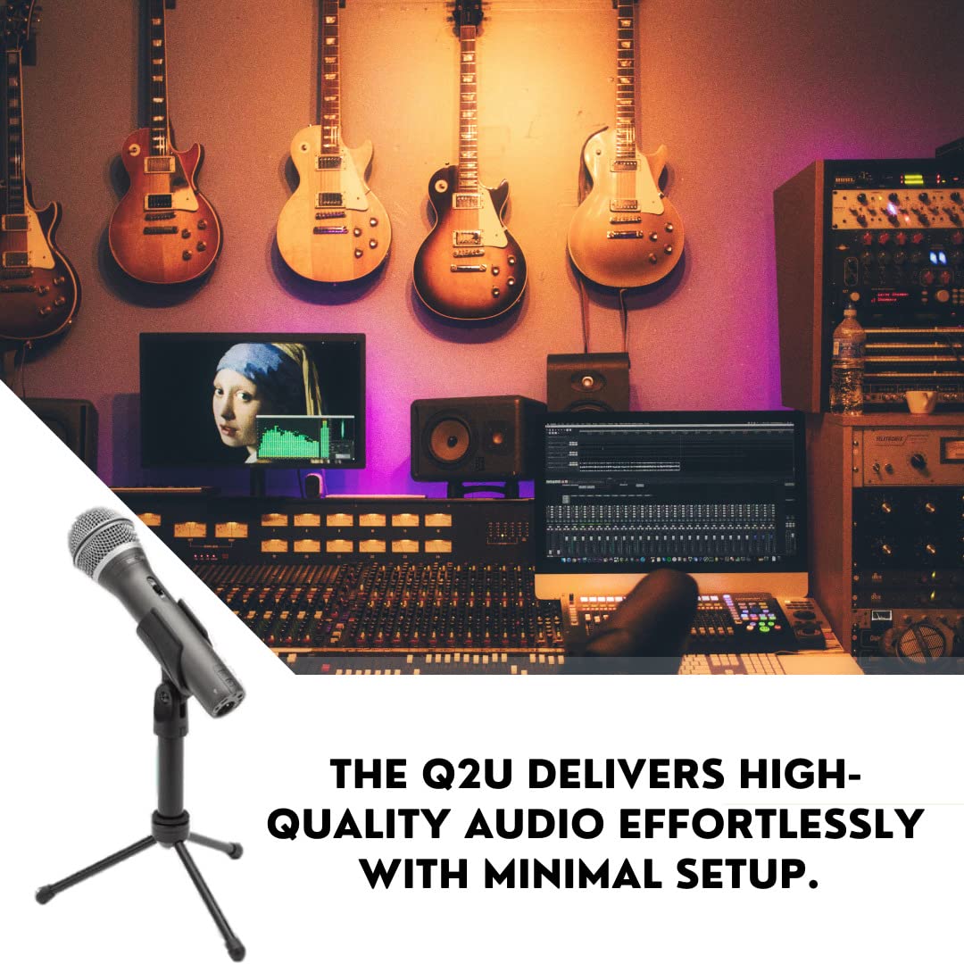 Samson Q2U USB/XLR Dynamic Microphone Recording and Podcasting Pack (Black) Grey - Image 3