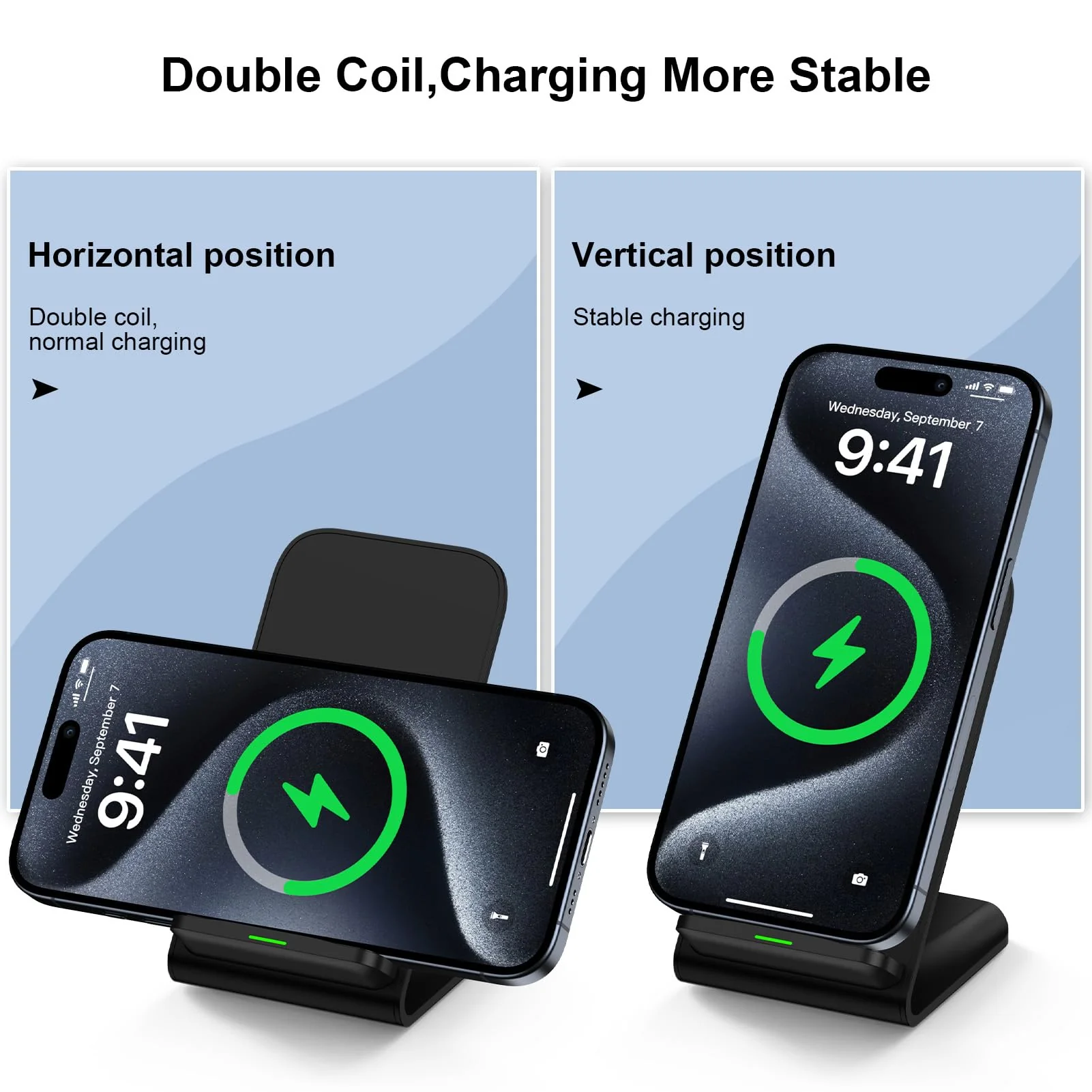 Samsung Wireless Charger Fast Charging Stand Desk Phone Charger Stand Android Charging Station for Samsung Galaxy S24 Ultra S24+ S24 S23 FE S22 S21 S20 S10 S9 S8,iPhone 15 Pro Max Plus 14 with Adapter Black - Image 2