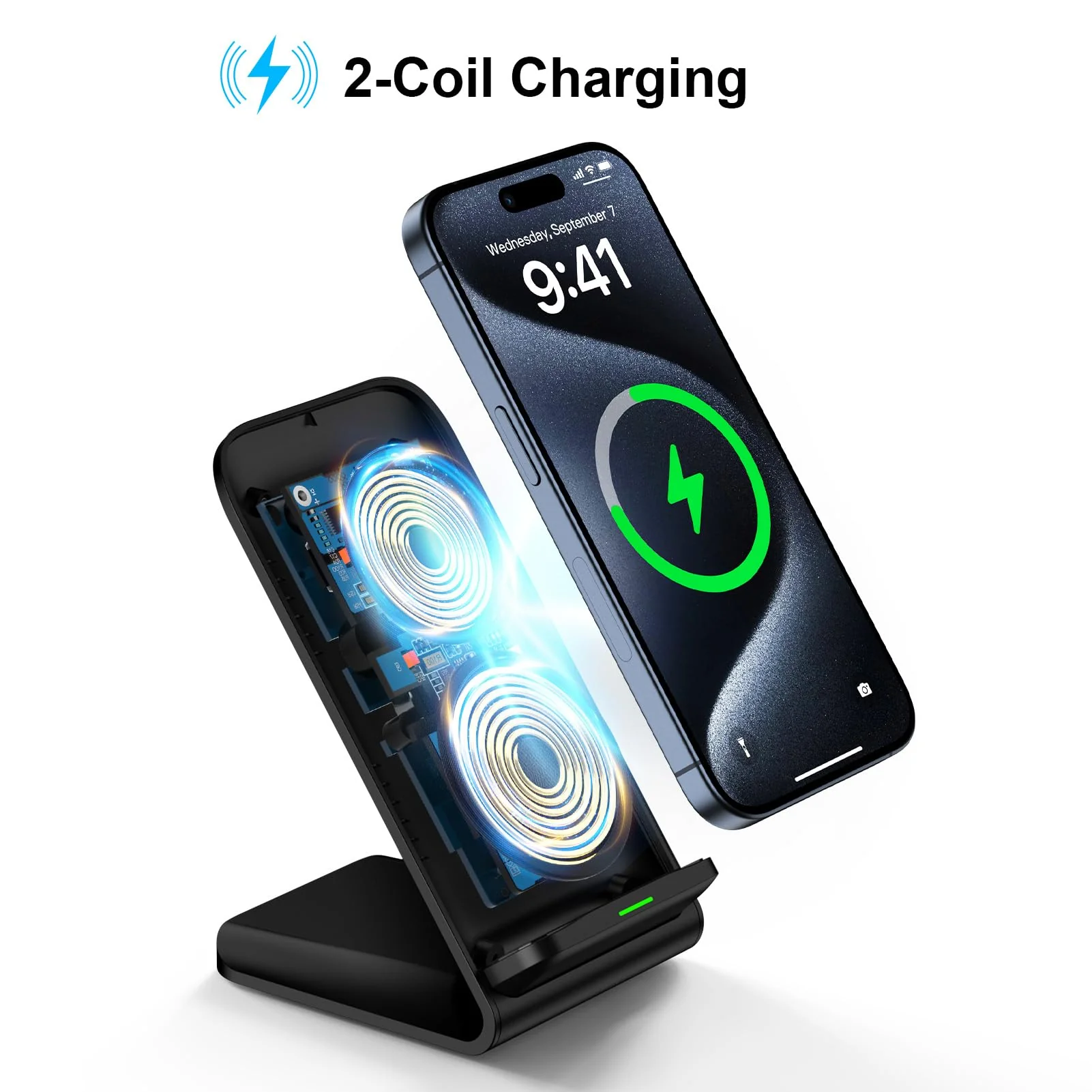 Samsung Wireless Charger Fast Charging Stand Desk Phone Charger Stand Android Charging Station for Samsung Galaxy S24 Ultra S24+ S24 S23 FE S22 S21 S20 S10 S9 S8,iPhone 15 Pro Max Plus 14 with Adapter Black - Image 3