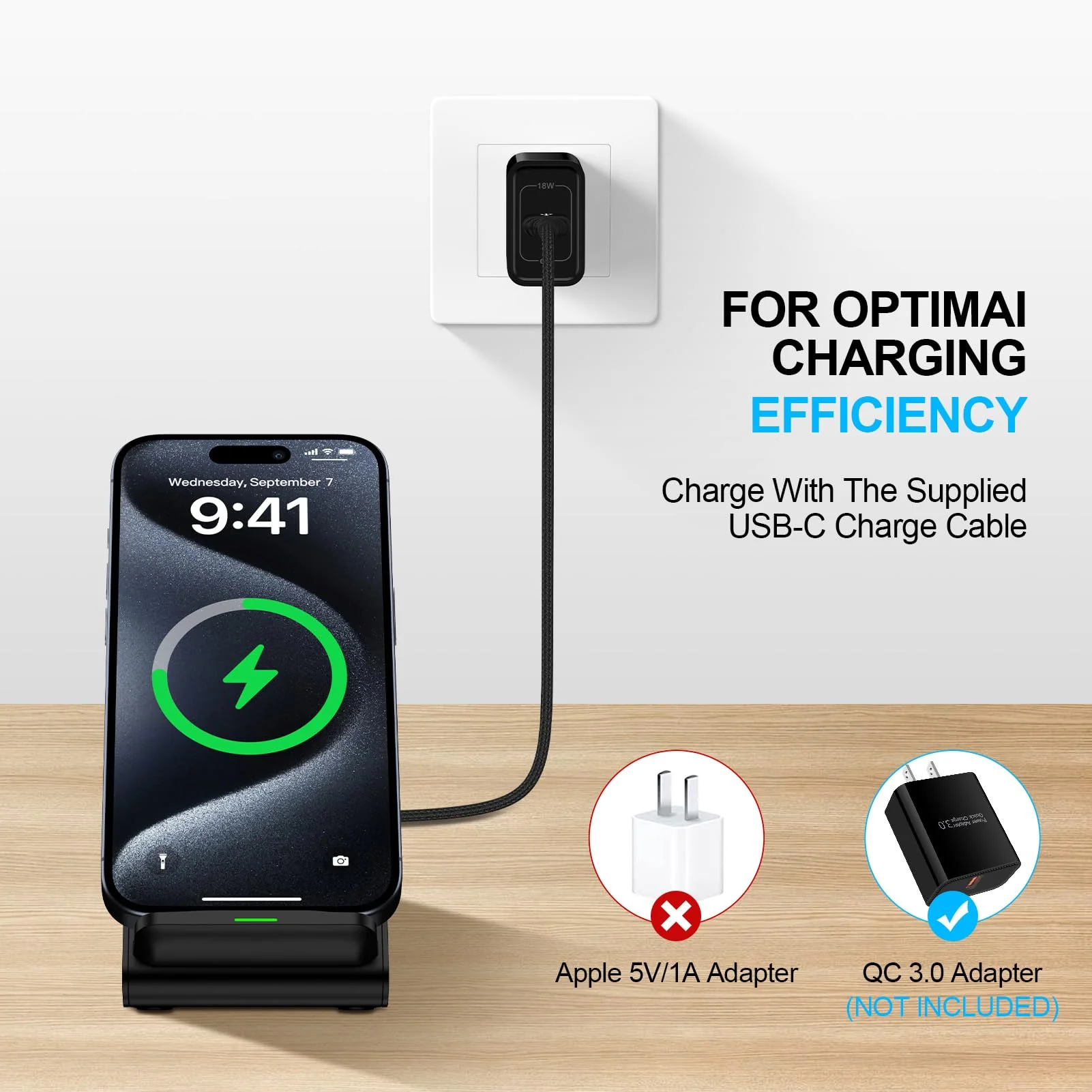 Samsung Wireless Charger Fast Charging Stand Desk Phone Charger Stand Android Charging Station for Samsung Galaxy S24 Ultra S24+ S24 S23 FE S22 S21 S20 S10 S9 S8,iPhone 15 Pro Max Plus 14 with Adapter Black - Image 7