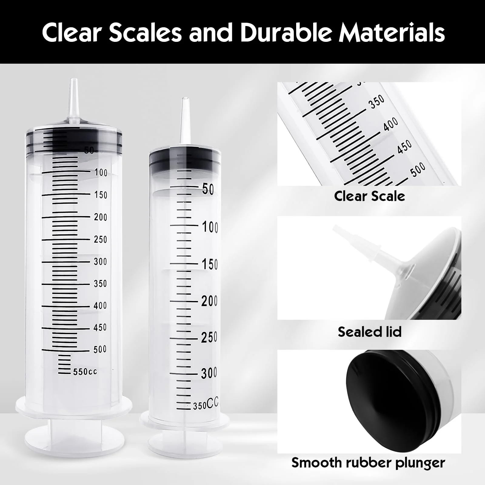Samulee Syringe 350 ml + 550 ml, 2 Pieces Syringe Set, Dosing Syringe, Large Syringe for Engine Oil, Laboratory, Animal Feeding, Garden, Scientific Research - Image 4