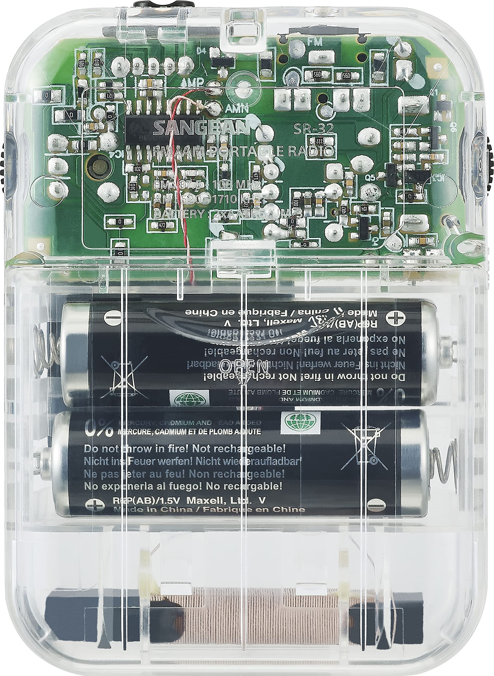 Sangean SR-32CL AM/FM Pocket Analog Radio (Clear) - Image 2
