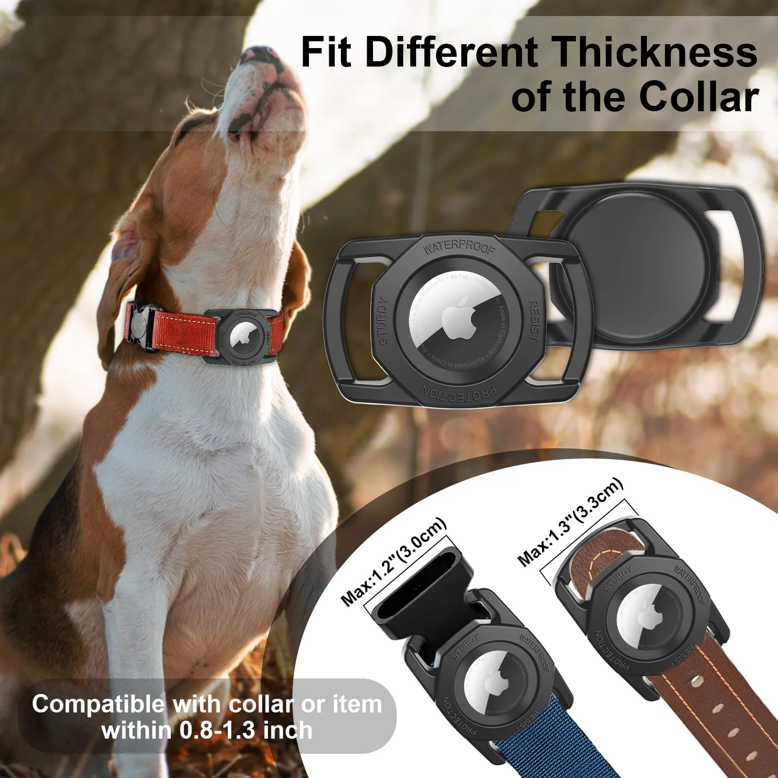 SANKALA Waterproof Airtag Collar Holder, [1 Pack] Silicone Full Body Covered Anti-Lost Apple Air Tag Case for Pet Collar Backpack 1 Pack - Image 5