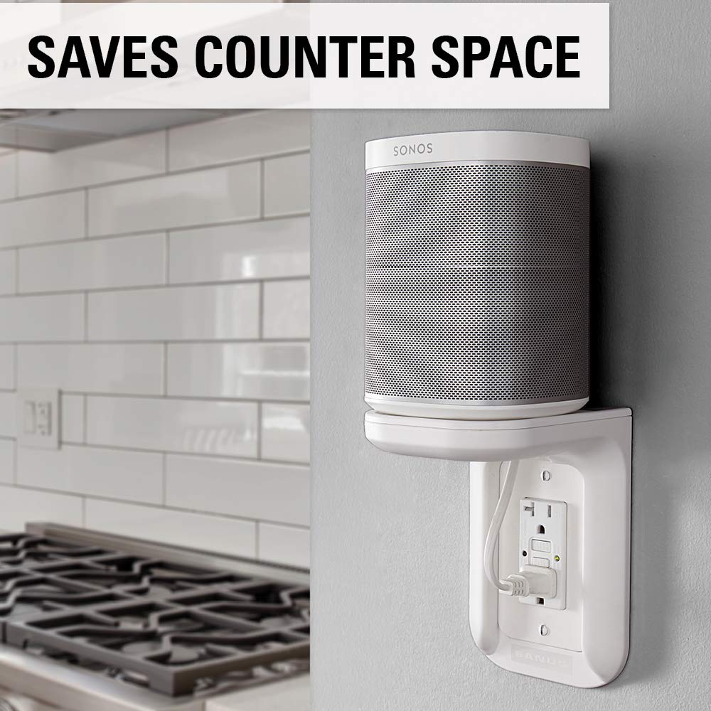 Sanus Outlet Shelf Speaker Mount - Heavy Duty Shelf Holds Devices up to 10 lbs - DIY Install Works with Both Standard & Decora Outlets - Perfect for Sonos & Other Smart Speakers White - Image 3