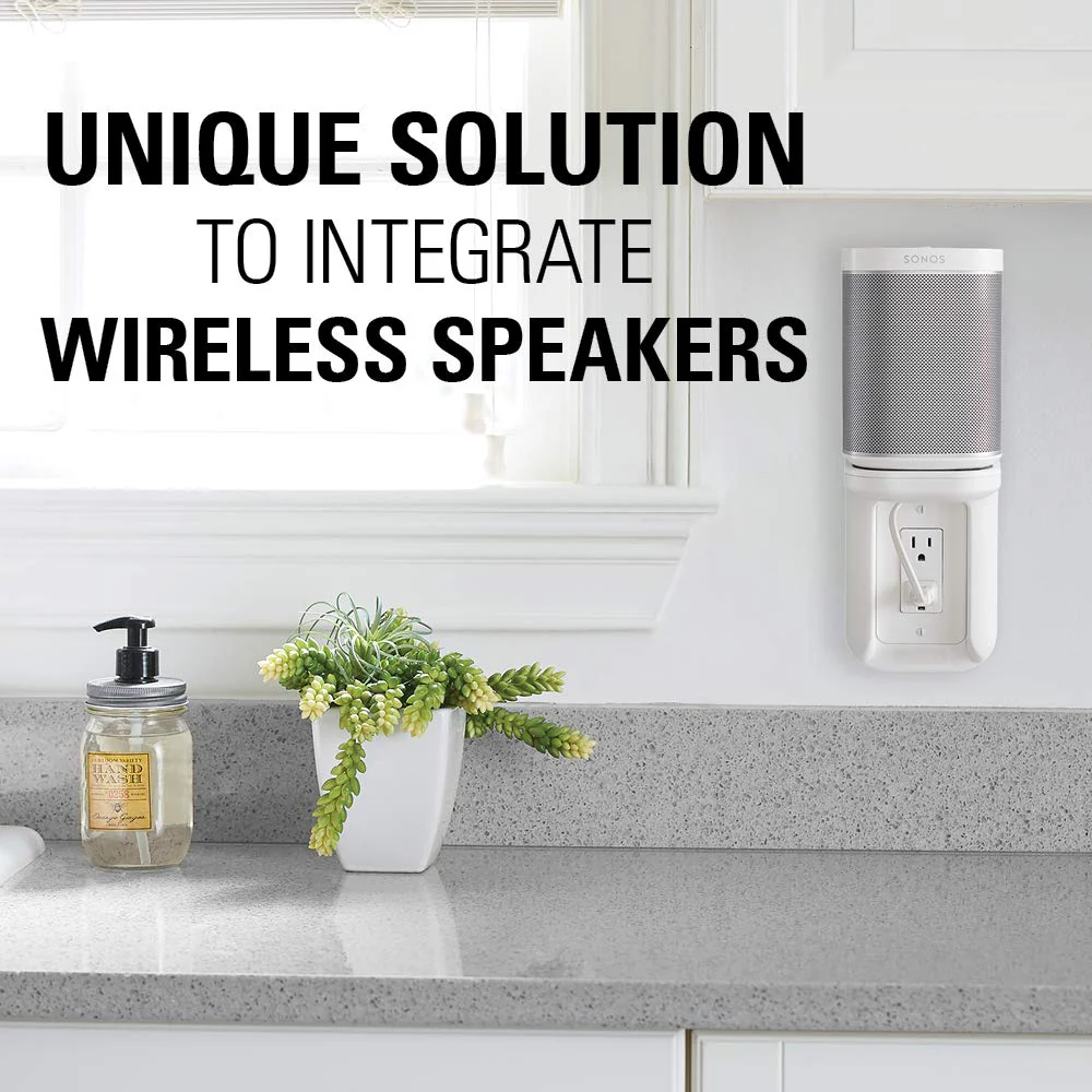 Sanus Outlet Shelf Speaker Mount - Heavy Duty Shelf Holds Devices up to 10 lbs - DIY Install Works with Both Standard & Decora Outlets - Perfect for Sonos & Other Smart Speakers White - Image 6