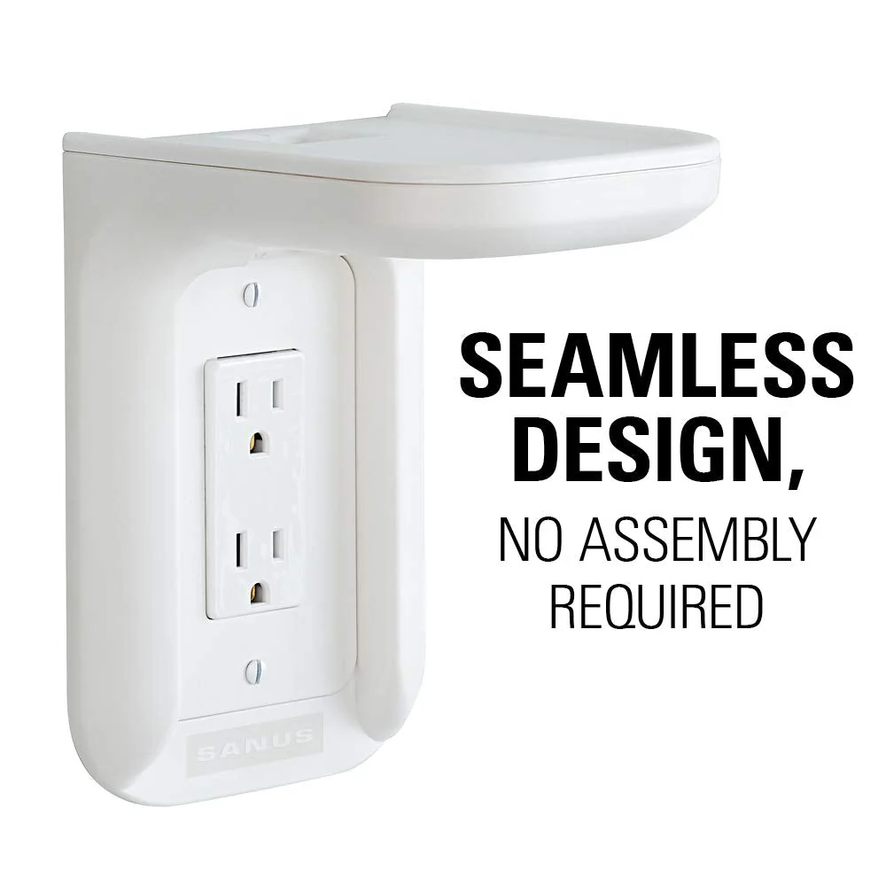 Sanus Outlet Shelf Speaker Mount - Heavy Duty Shelf Holds Devices up to 10 lbs - DIY Install Works with Both Standard & Decora Outlets - Perfect for Sonos & Other Smart Speakers White - Image 7