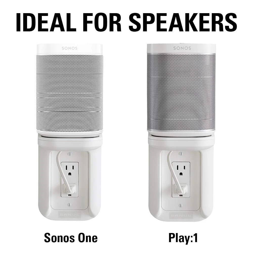 Sanus Outlet Shelf Speaker Mount - Heavy Duty Shelf Holds Devices up to 10 lbs - DIY Install Works with Both Standard & Decora Outlets - Perfect for Sonos & Other Smart Speakers White - Image 9