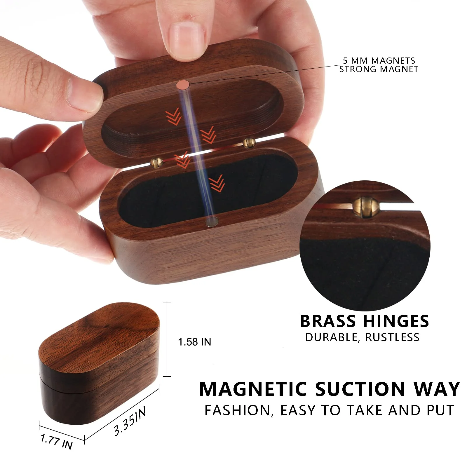 Sapele Guitar Pick Holder Set with 1 Rosewood Pick and 6 Celluloid Picks in 3 Thicknesses, Mini Wooden Jewelry Organizers, Wood Color knick-knacks, 3.35×1.77×1.58 inches Storages - Image 2