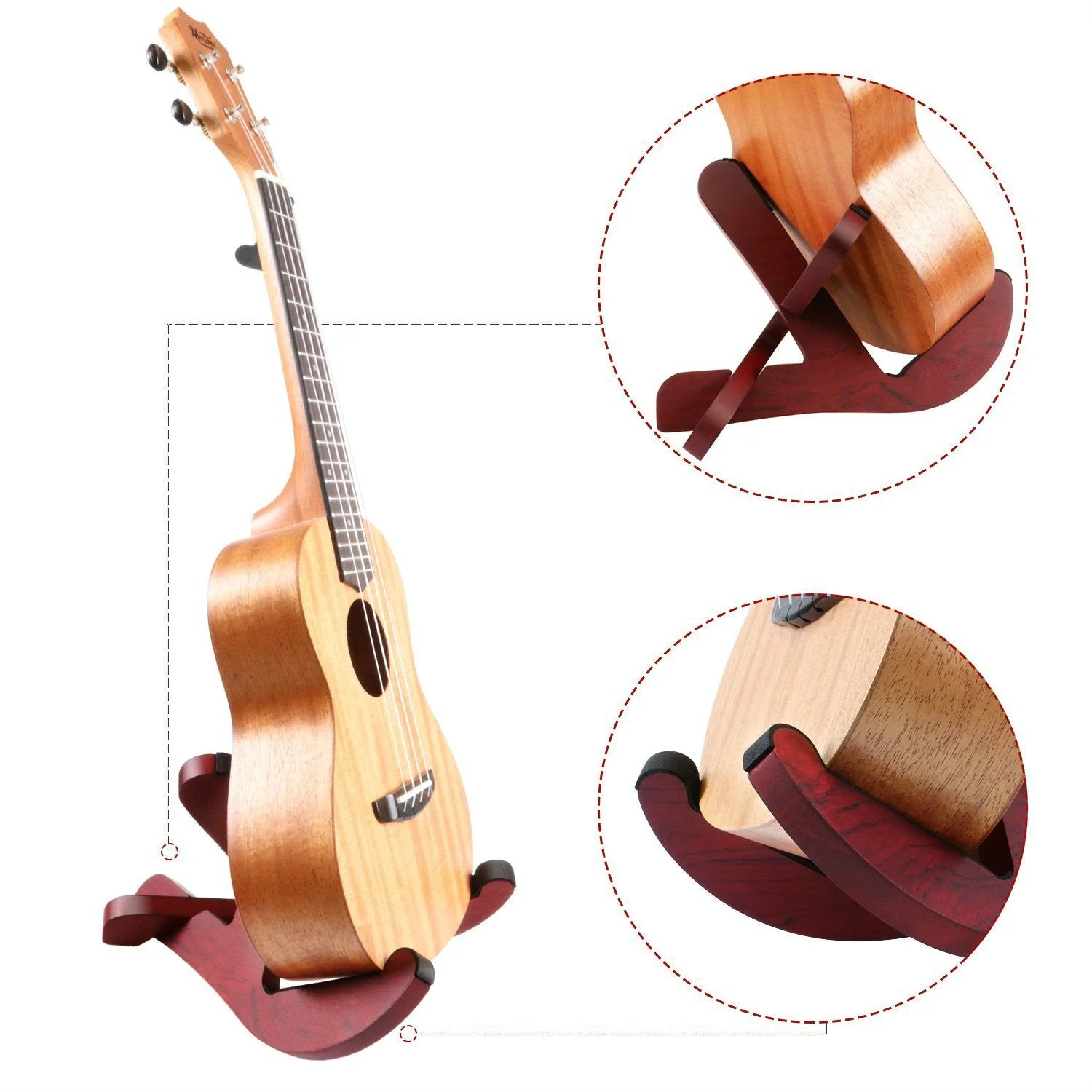 Sapele Wood Guitar Stand, Wood Musical Instrument Stand for Acoustic, Classic, Electric, Bass Guitar - Image 5