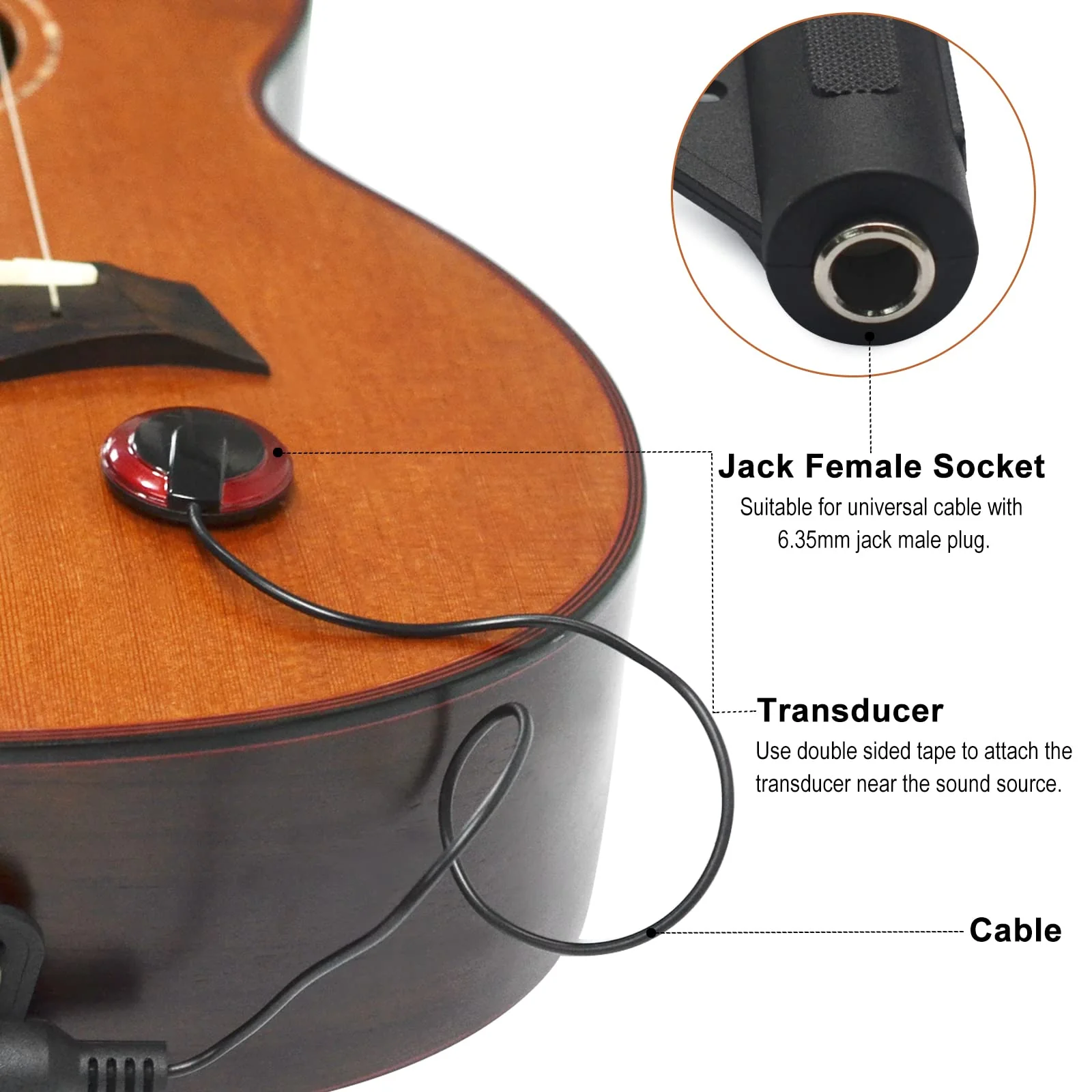 SAPHUE 2Pcs Contact Microphone Piezo Pickup for guitar Mandolin Ukulele Violin Banjo - Image 2