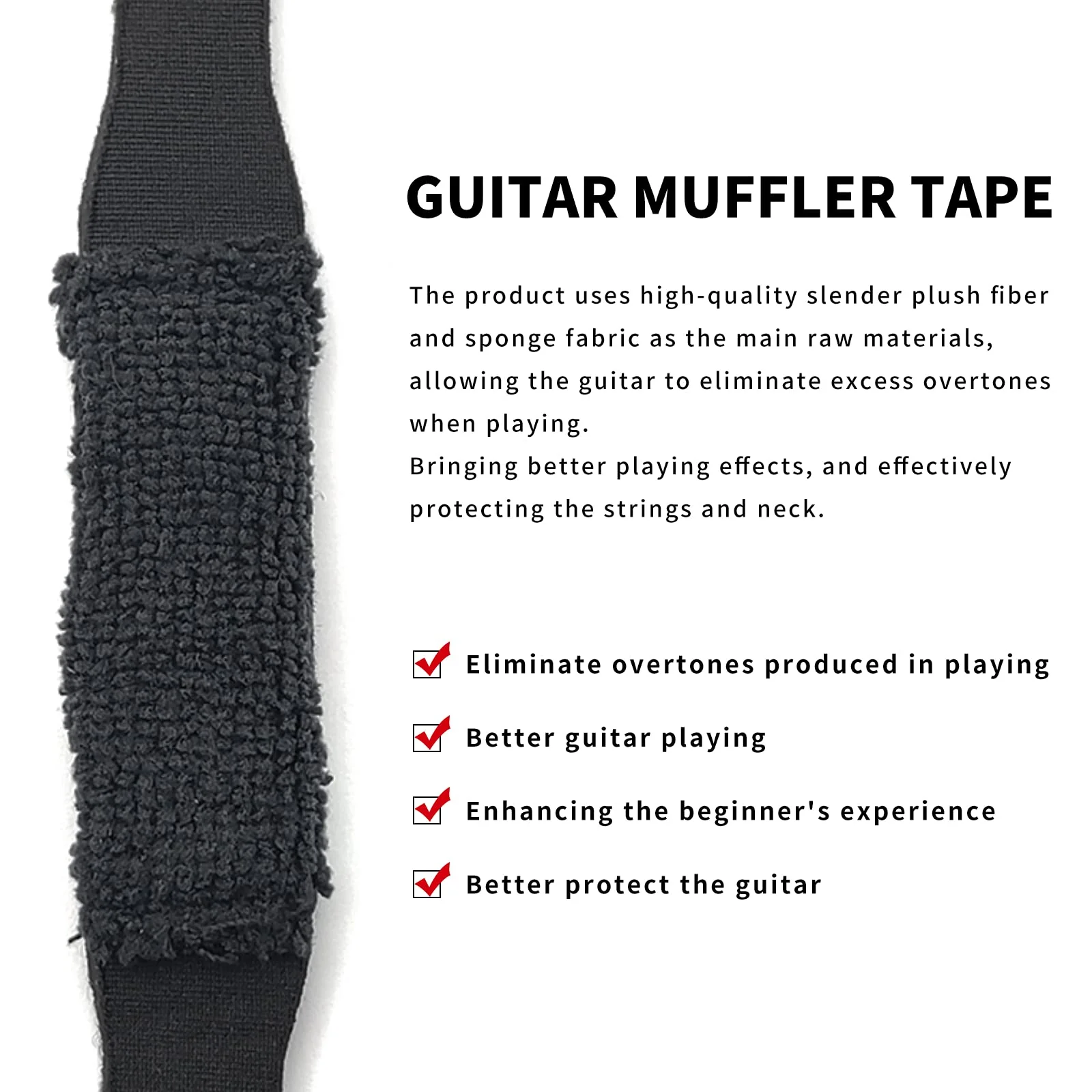 SAPHUE 2PCS Guitar String Mute Damper,Guitar String Cover Tape, Adjustable Bass Mute, Fingerboard Mute Tape, Musical Instrument Accessories（Black） black - Image 5