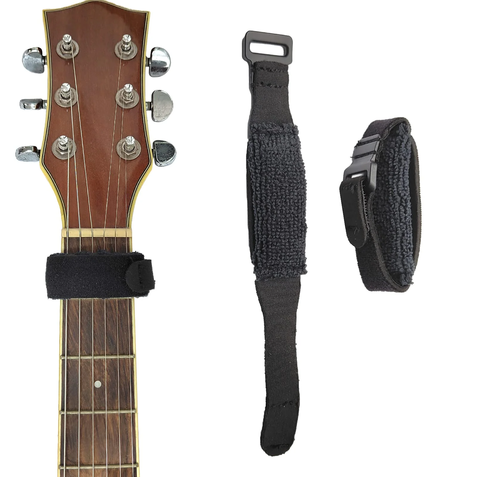 SAPHUE 2PCS Guitar String Mute Damper,Guitar String Cover Tape, Adjustable Bass Mute, Fingerboard Mute Tape, Musical Instrument Accessories（Black） black - Image 7