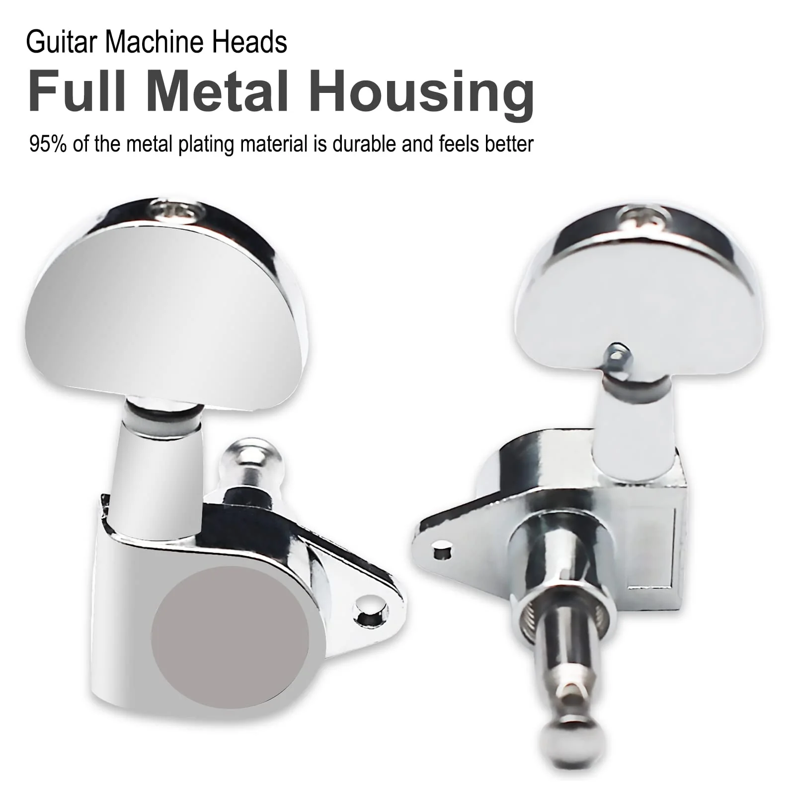 SAPHUE 3L3R Guitar tuner pegs,Straight Sealed-gear Guitar Sealed Fan-shaped Tuning Pegs Tuner Machine Heads for Acoustic Electric Guitar Guitar Parts (Chrome) Chrome - Image 3