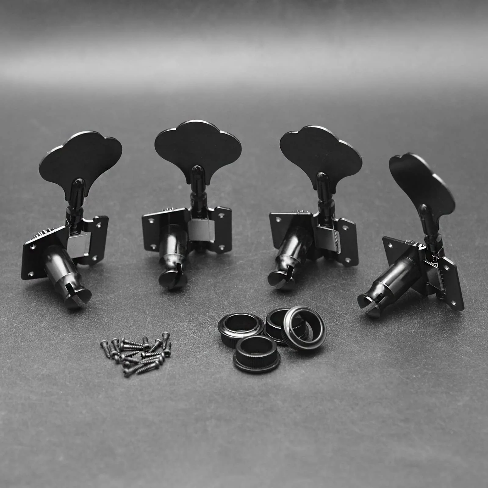 SAPHUE 4R Opened Electric Bass Guitar Tuning Pegs,1:24 Ratio Open Gear Tuning Key Pegs Machine Heads Tuners for Bass for Jazz Precision P Bass Replacement Swhmc Bass Tuning Pegs (Black, 4R) Black - Image 6