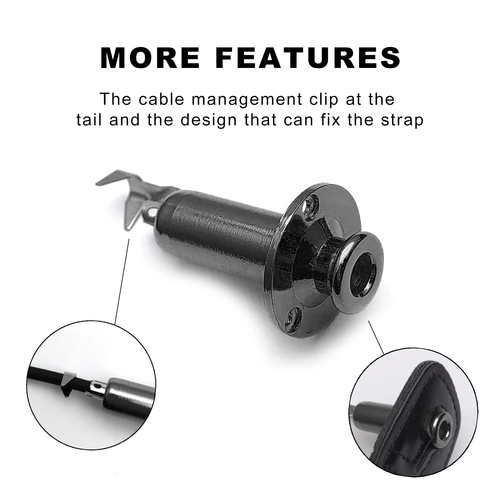 SAPHUE 6.35mm Acoustic Electric Guitar Bass Mono Endpin Output Jack Strap Button Jack Socket Black - Image 2