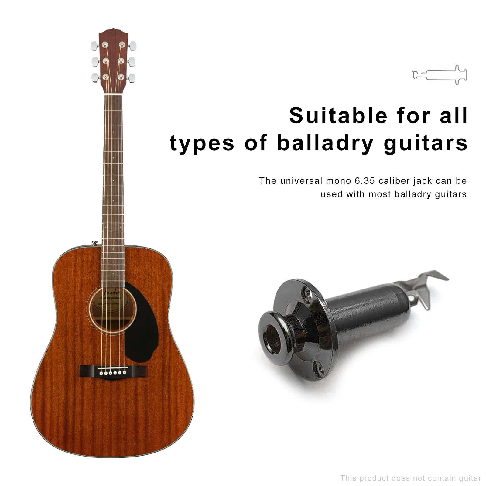 SAPHUE 6.35mm Acoustic Electric Guitar Bass Mono Endpin Output Jack Strap Button Jack Socket Black - Image 5