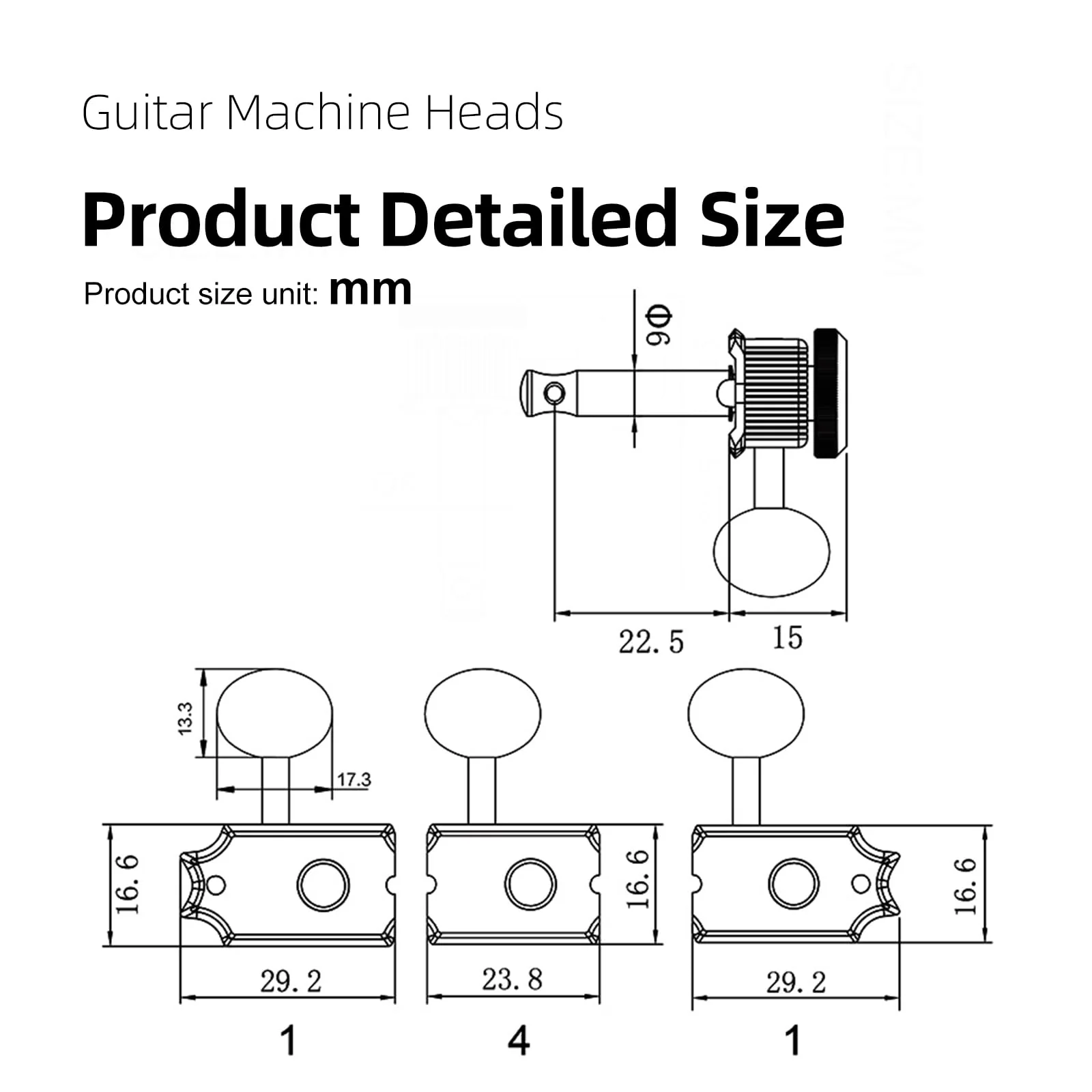 SAPHUE 6 Inline Guitar Lock String Tuners 1:15 Vintage Guitar Locking Tuning Key Pegs Machine Heads Replacement for ST TL Style Electric Folk or Acoustic Guitars (black) black - Image 2