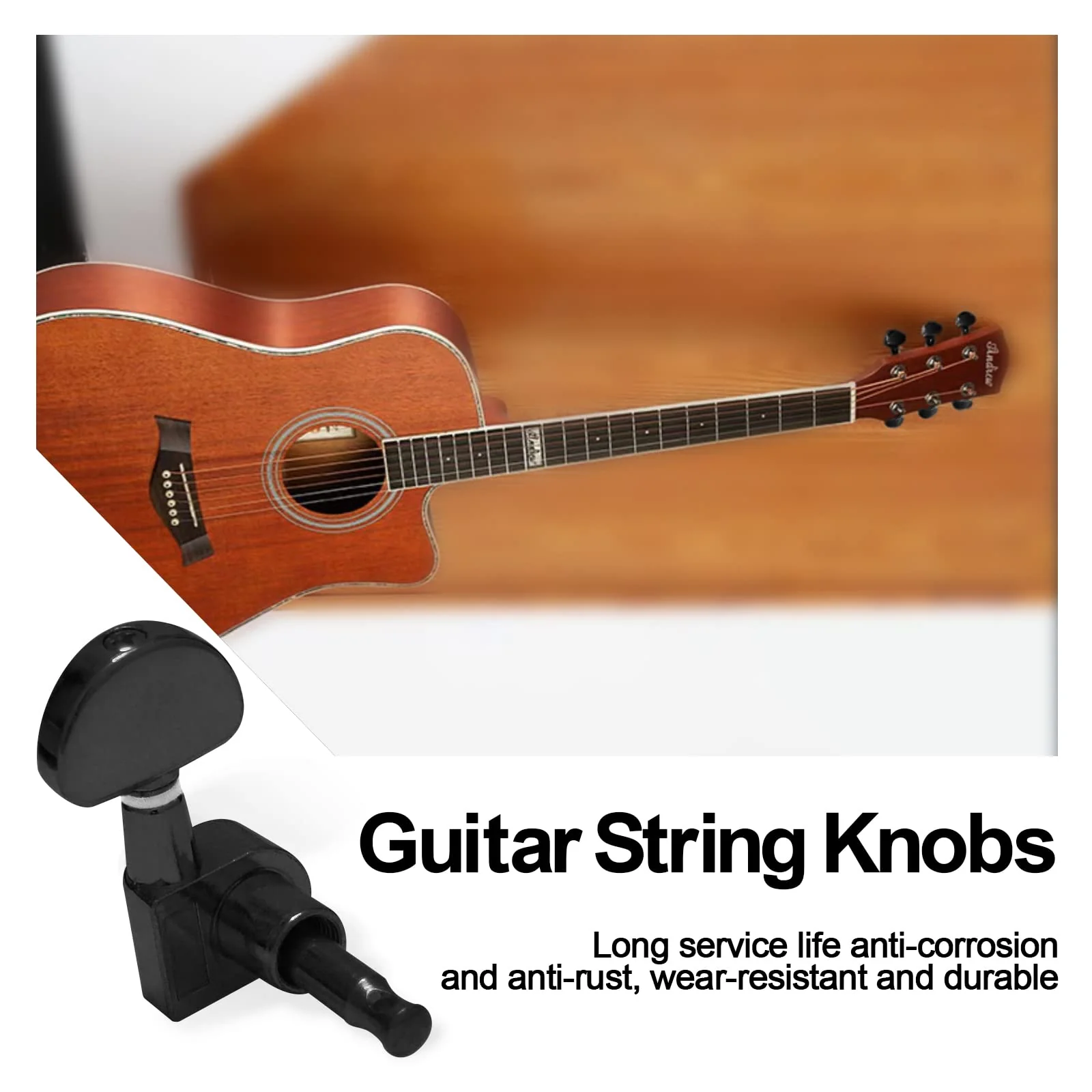 SAPHUE 6 Pieces 3L3R Guitar tuner pegs,Guitar Sealed Fan-shaped Tuning Pegs Tuner Machine Heads for Acoustic Electric Guitar Guitar Parts (Black) Black - Image 4