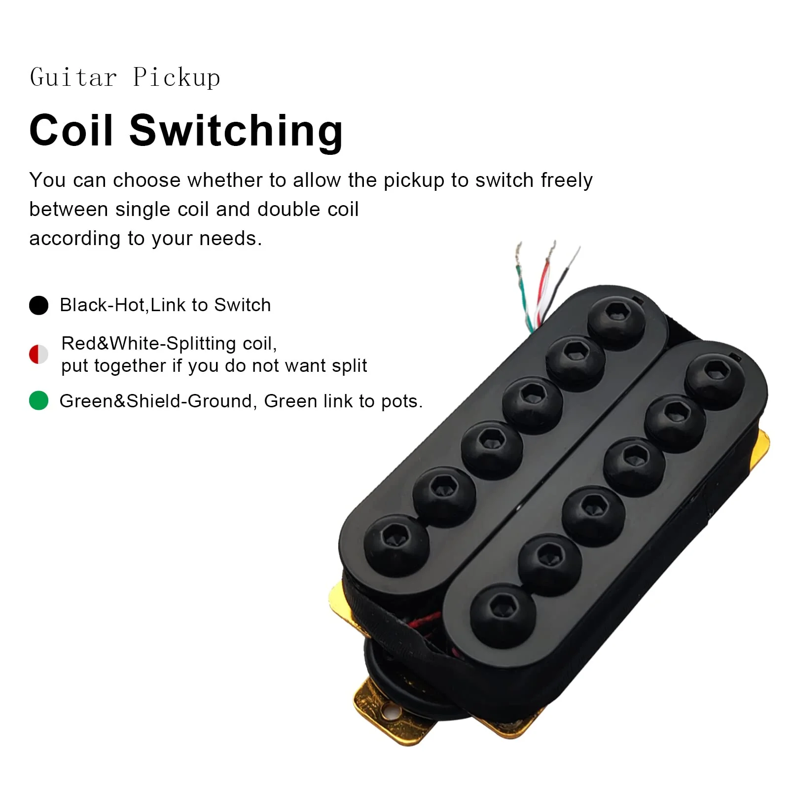 SAPHUE Adjustable Metal Double Coil Electric Guitar Pickups Humbucker Punk Neck/Bridge Pickup (Black) Black - Image 4